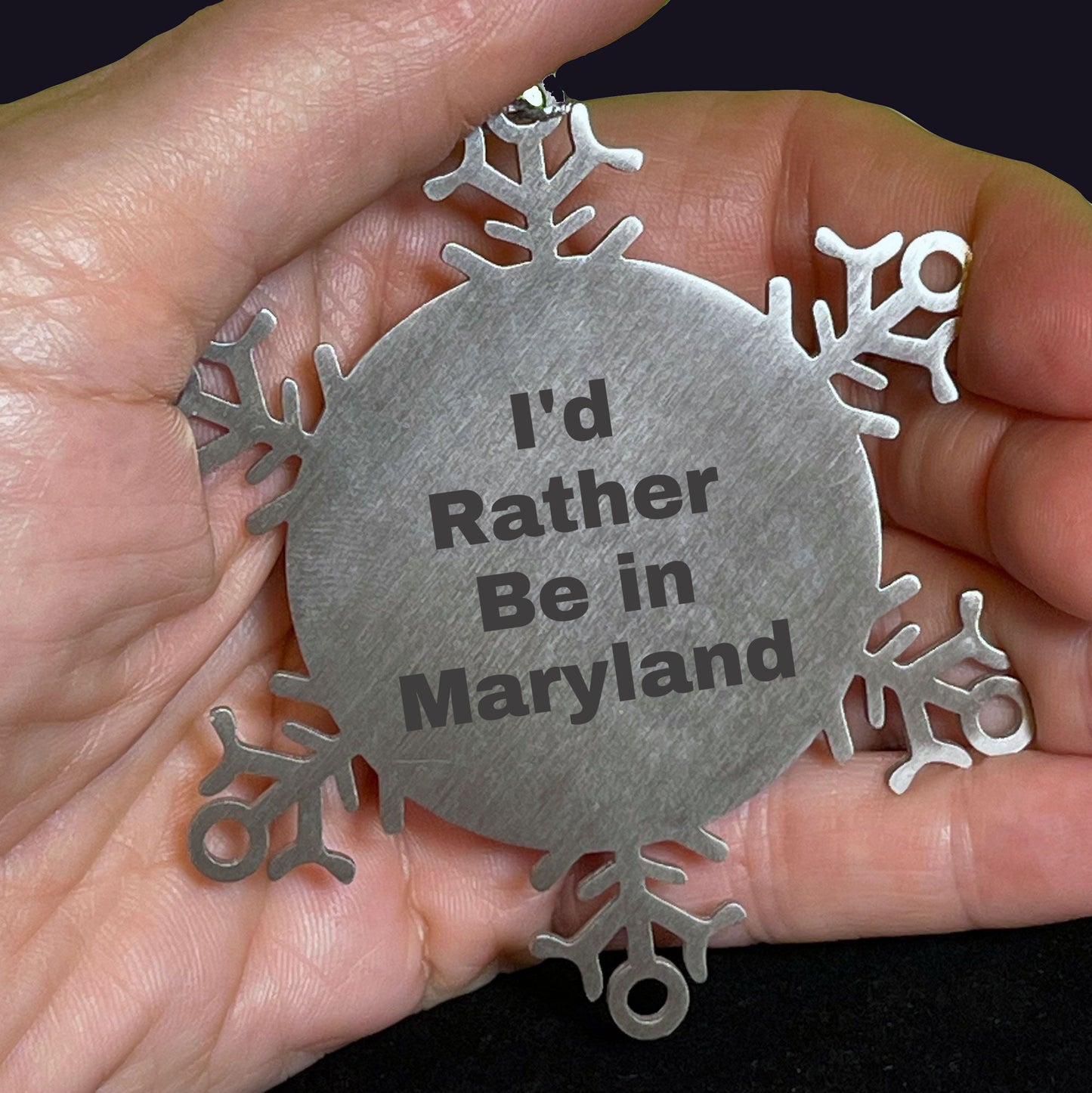 Maryland Snowflake Ornament, I'd Rather Be in Maryland, Funny Gifts from Friends, Christmas Unique Gifts for Family