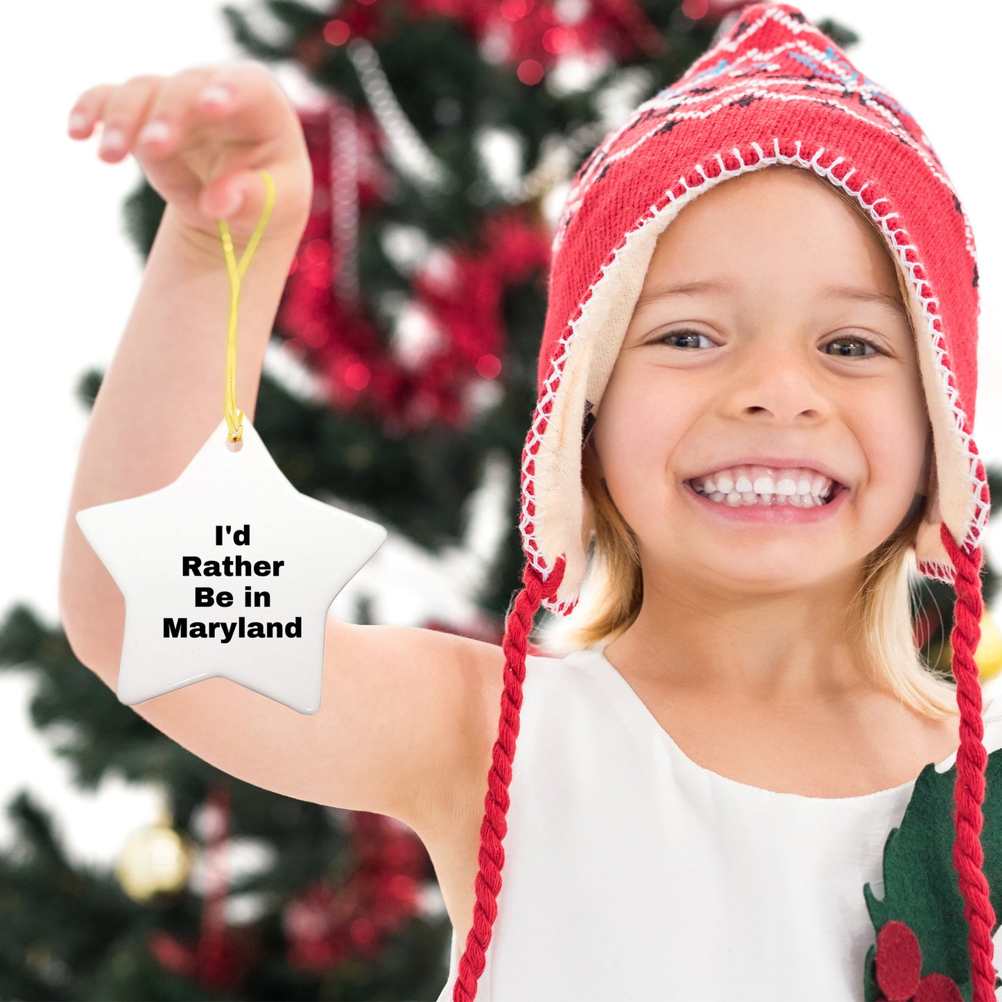 Maryland Star Ornament Gifts from I'd Rather Be In Maryland, Funny Christmas Decorations for Friends, Family, and Coworkers
