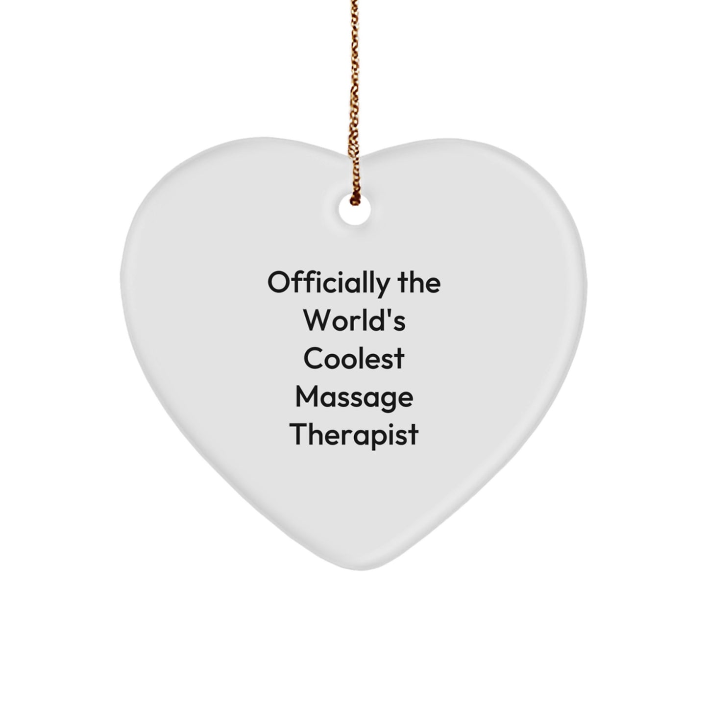 Massage Therapist Gifts from Friends - Funny Heart Ornament for Christmas, 'Officially The World's Coolest Massage Therapist' Quote, Heart Shaped, White, 2.75" Tall, Gift for Massage Therapist
