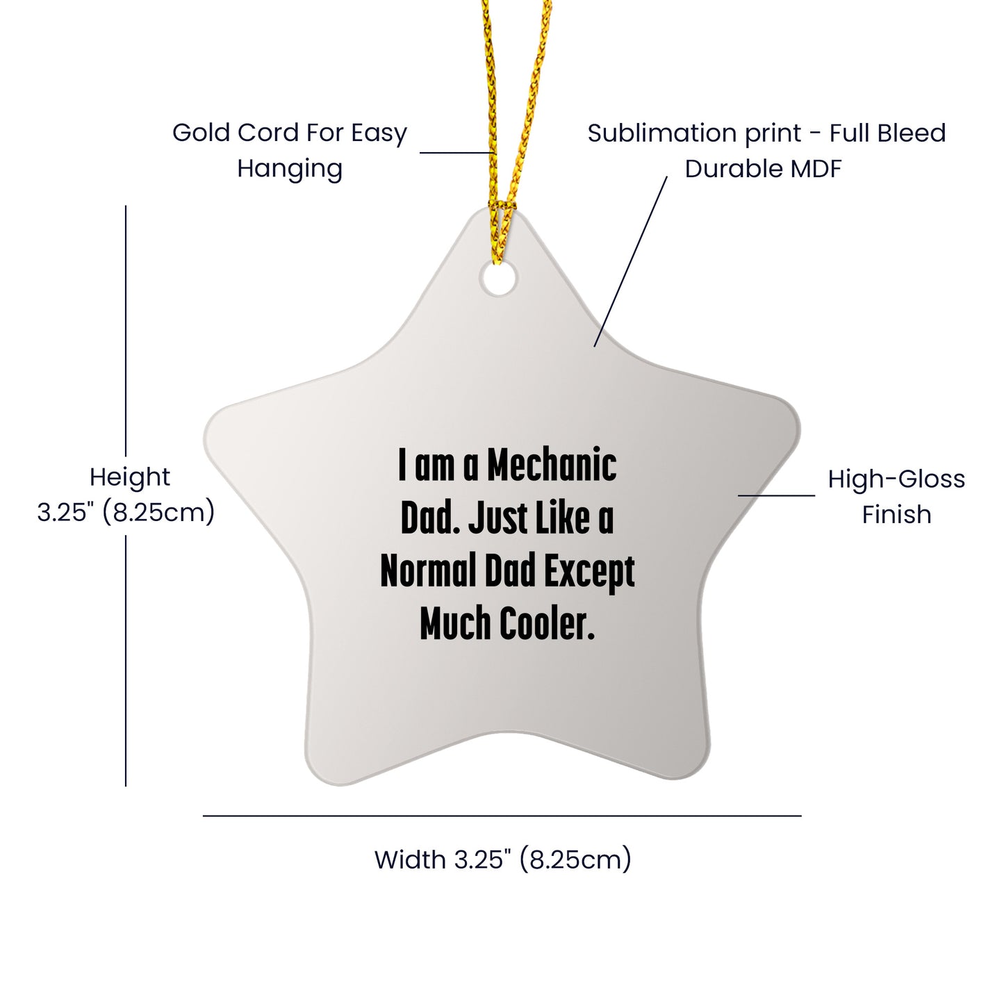 Mechanic Gifts from Dad - Funny Star Ornament for Mechanic, Men, and Friends - Christmas Unique Gifts
