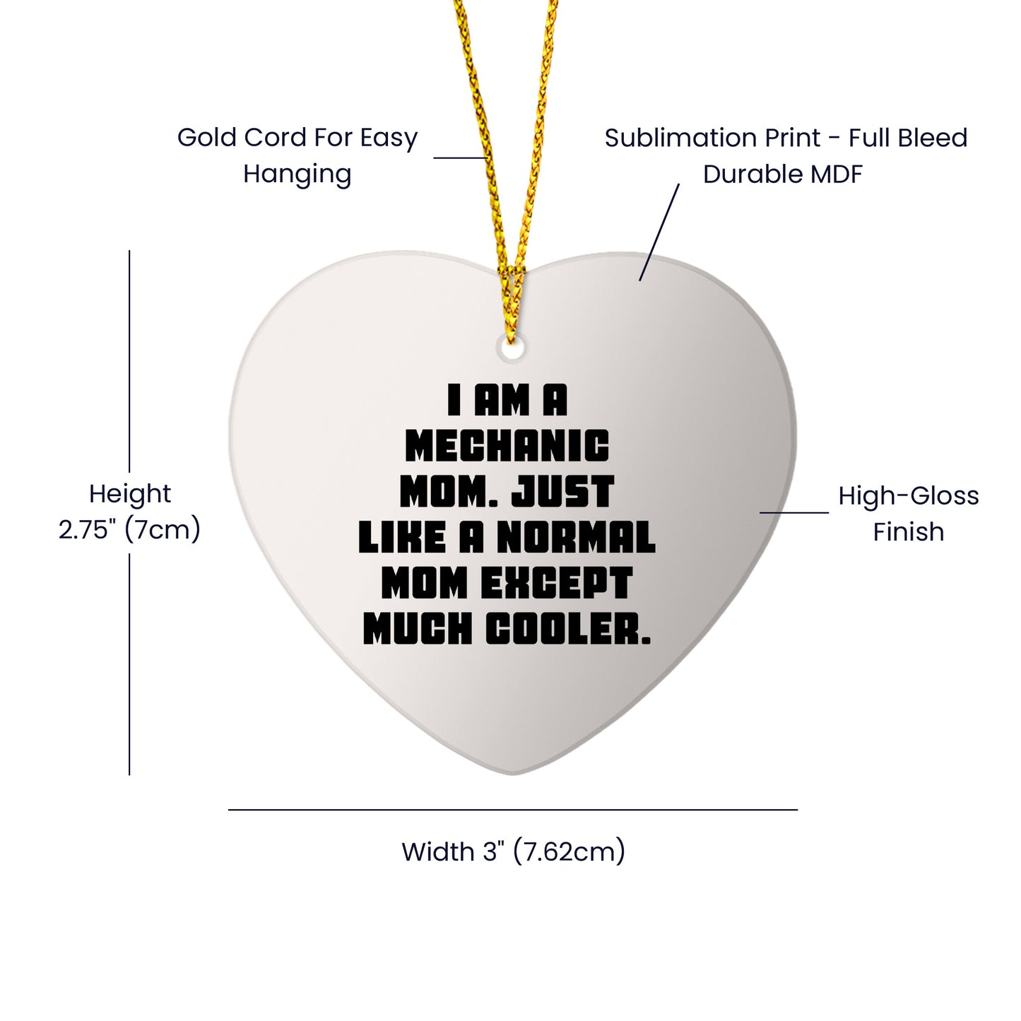 Mechanic Mom Heart Ornament Gifts from Men to Mechanic, Funny Christmas Memorable Present for Mechanic Friends