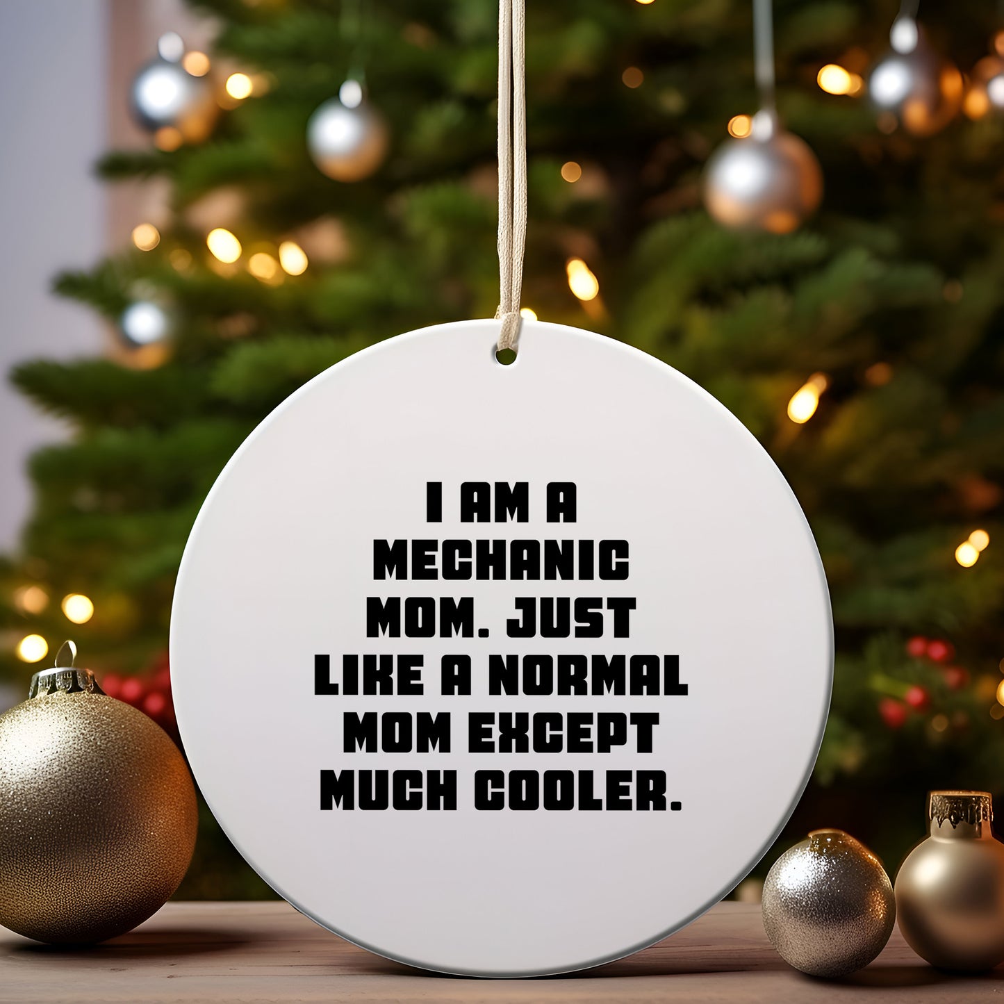 Mechanic Mom's Unique Gift, I Am A Mechanic Mom. Just Like A Normal Mom Except Much Cooler., Circle Ornament for Mechanic Friends and Family
