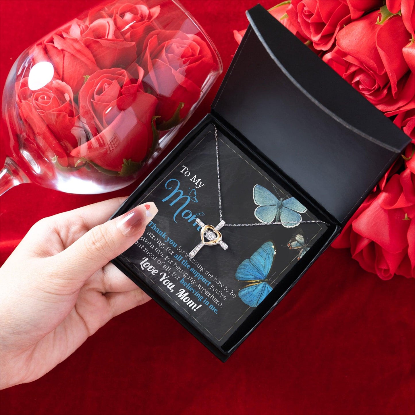 To My Mom Thank you for Believing In Me Cross Pendant Necklace Gift for Mother's Day Birthday - Mallard Moon Gift Shop