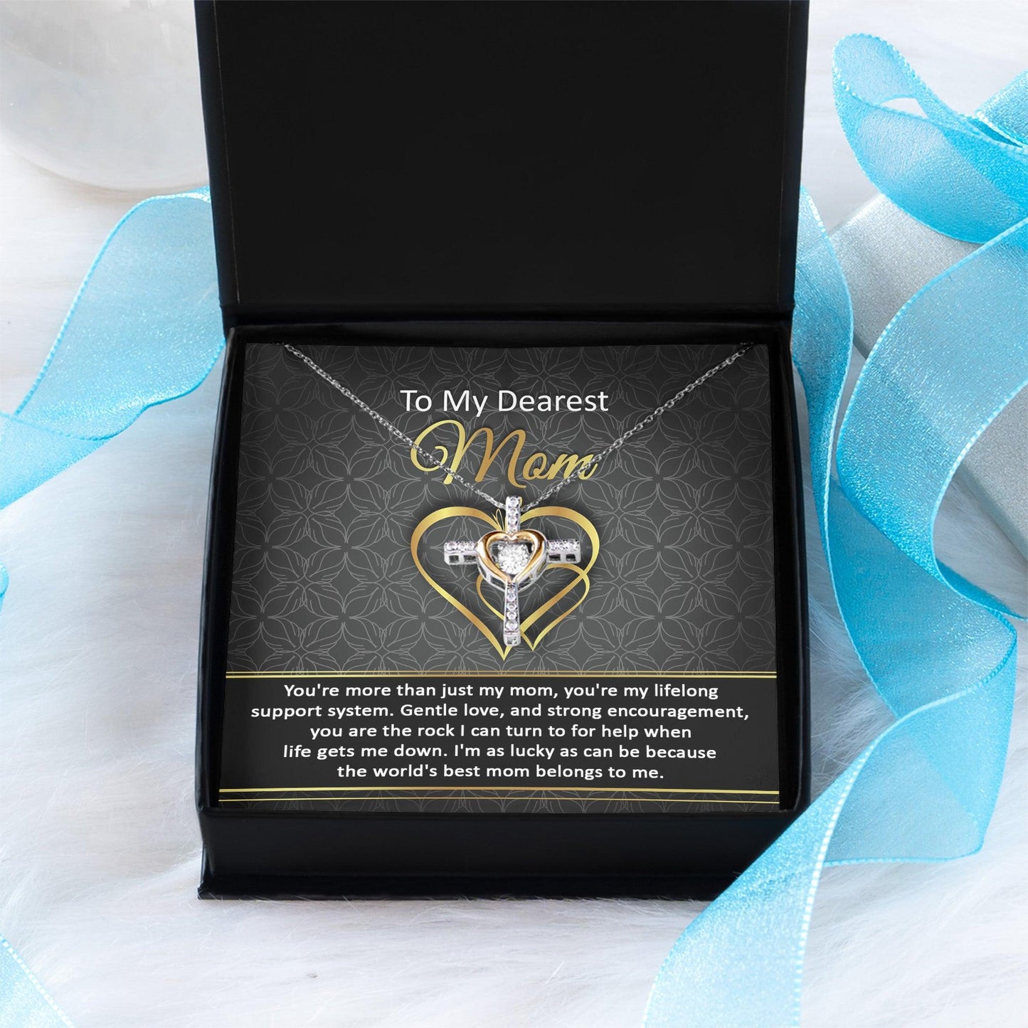 To My Dearest Mom You Are My Rock Cross Pendant Necklace - Mallard Moon Gift Shop