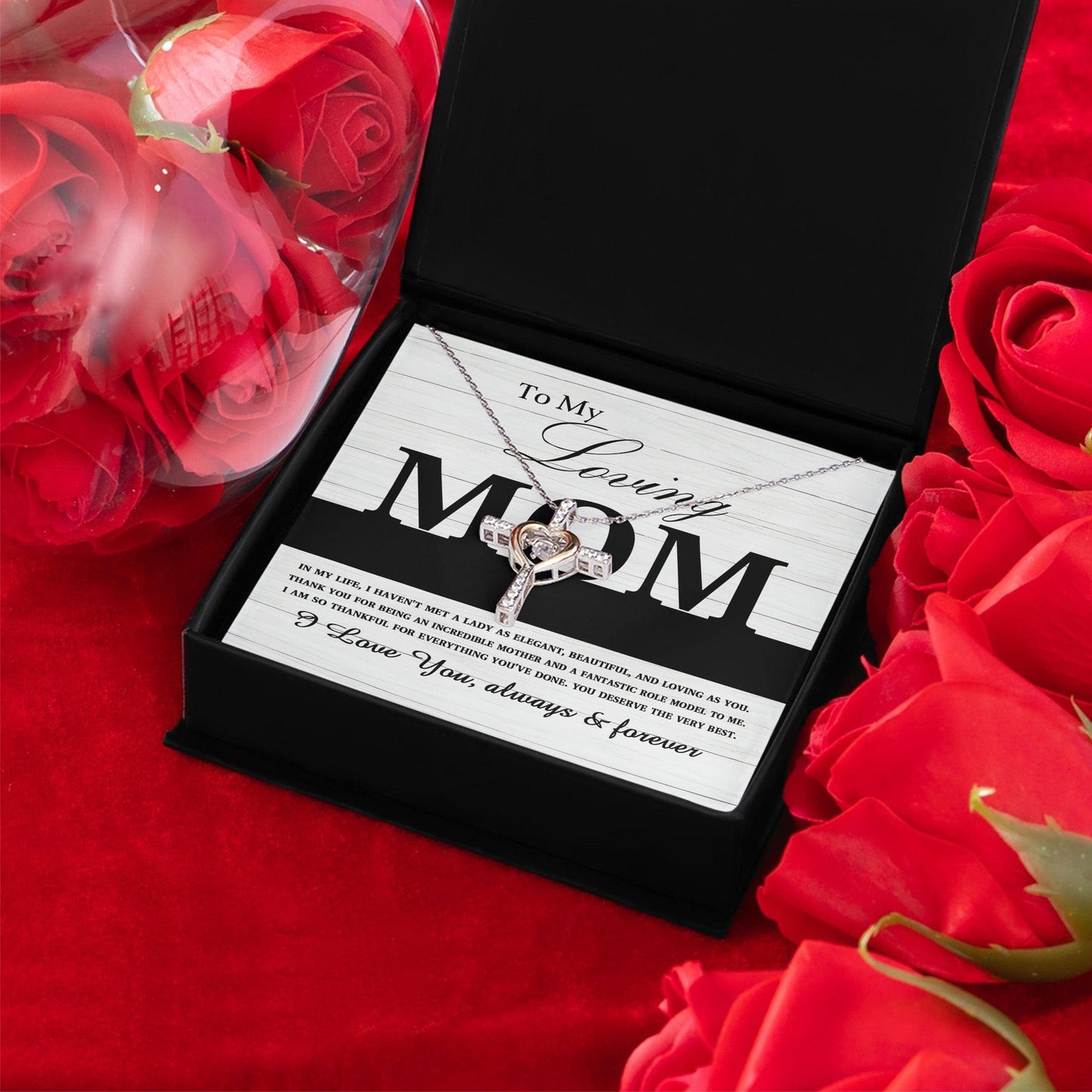 To My Loving Mom You are an Incredible Mother and a Fantastic Role Model Cross Pendant Necklace - Mallard Moon Gift Shop