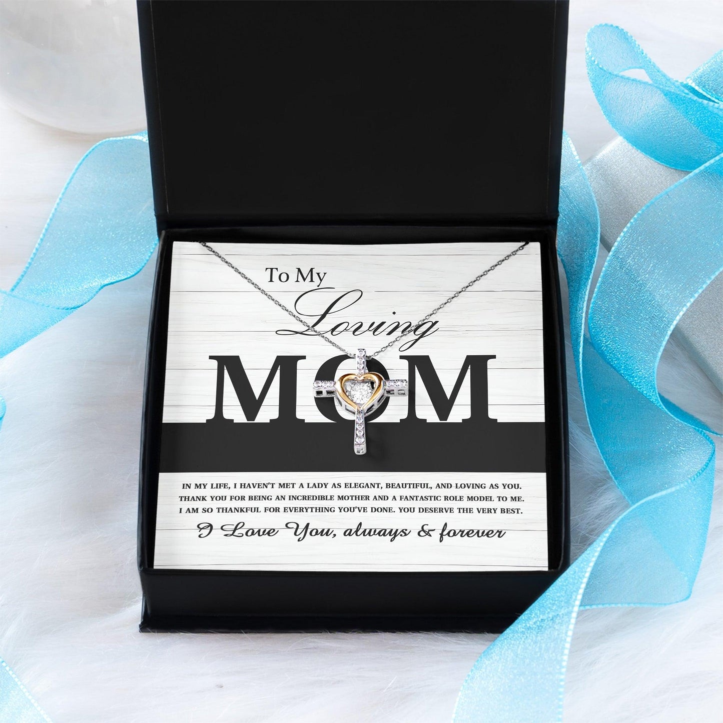 To My Loving Mom You are an Incredible Mother and a Fantastic Role Model Cross Pendant Necklace - Mallard Moon Gift Shop