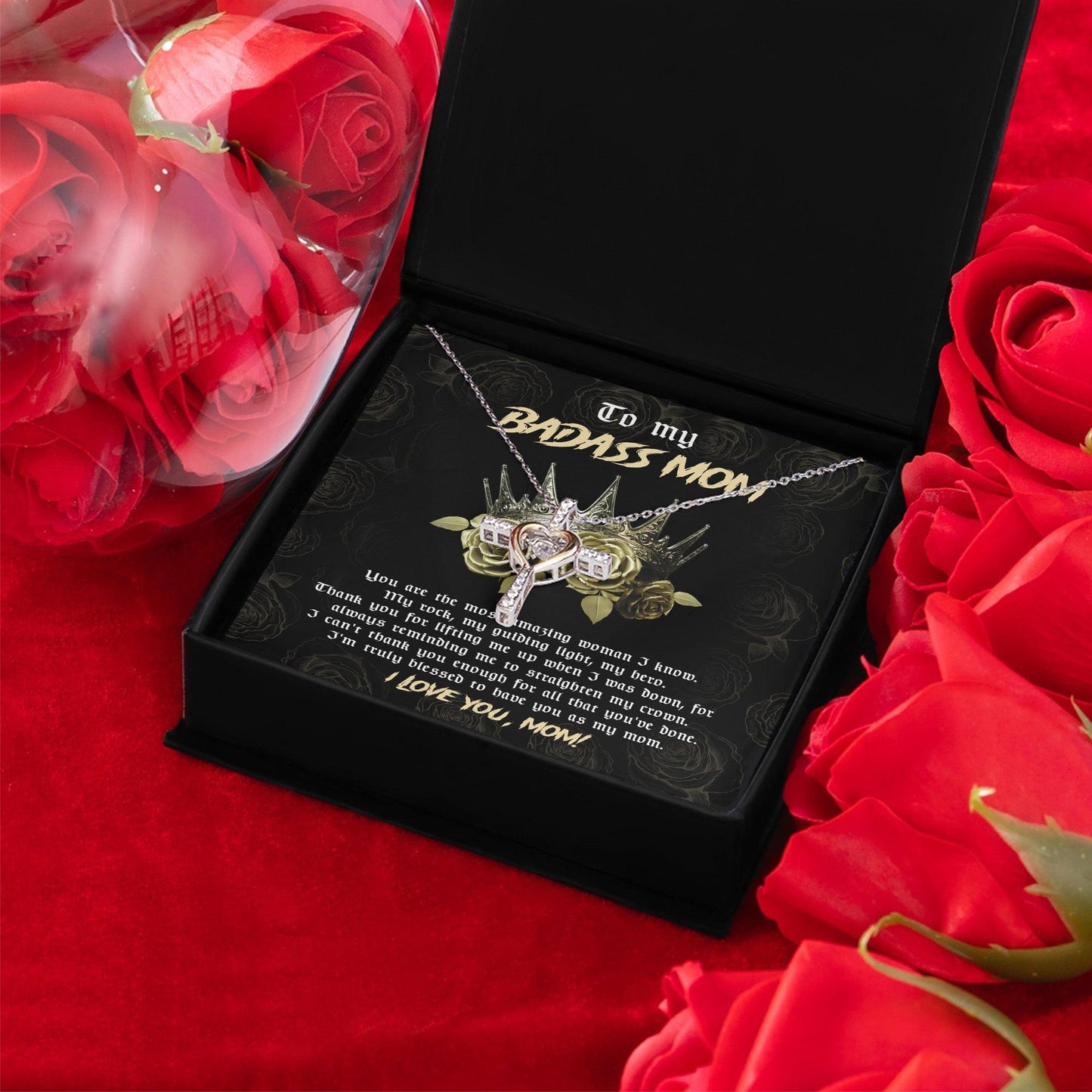 To My Badass Mom You are My Rock Cross Pendant Necklace - Mallard Moon Gift Shop