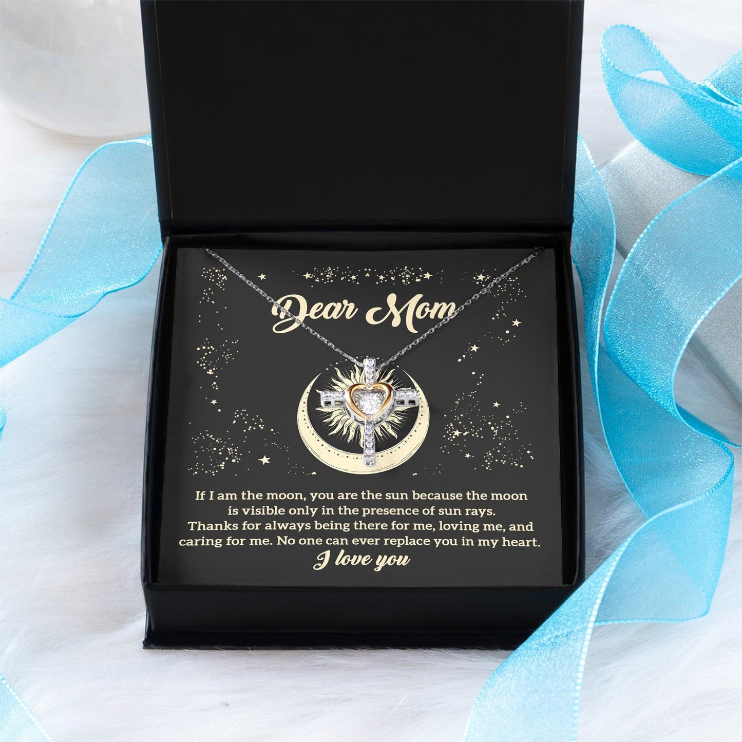 To My Mom If I am the Moon, You are the Sun Cross Pendant Necklace - Mallard Moon Gift Shop
