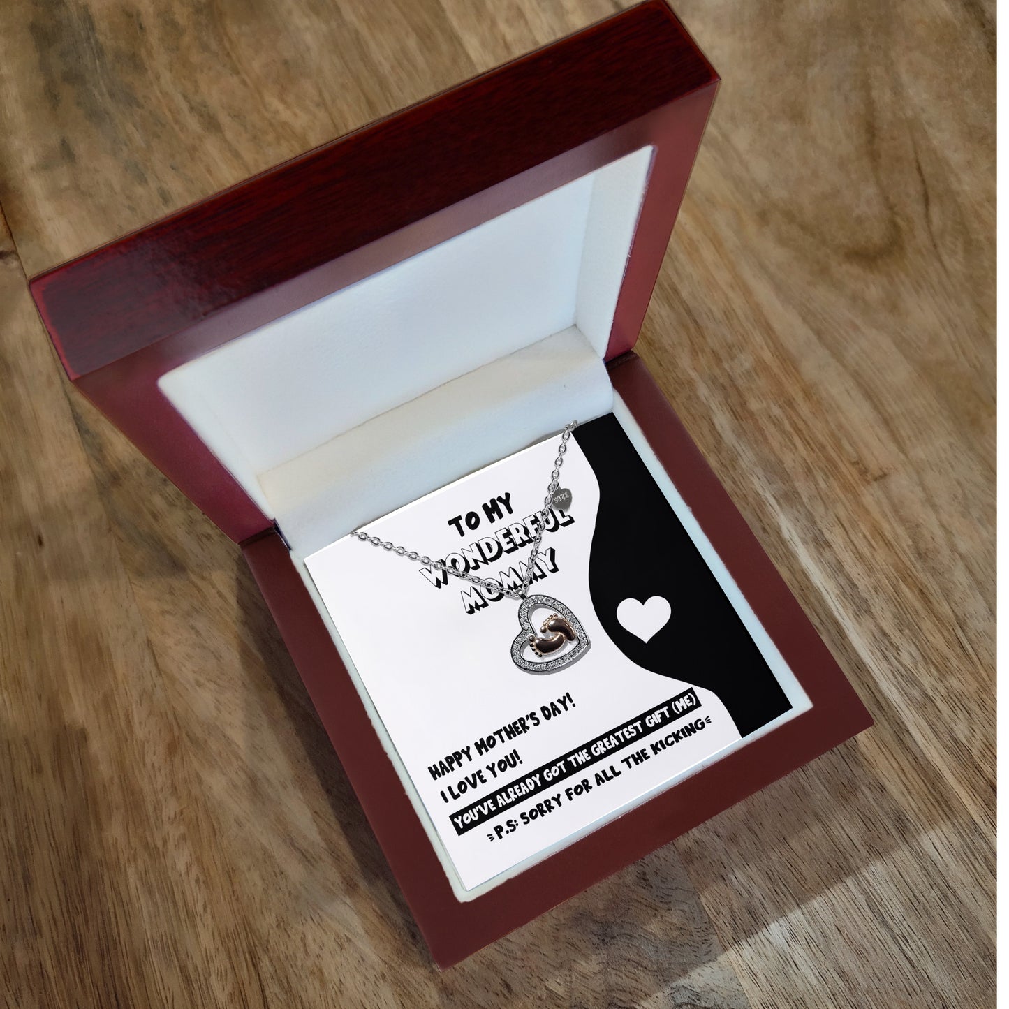Mother's Day Gift for New Mom Baby Feet Charm Necklace - Sorry for All the Kicking - Mallard Moon Gift Shop