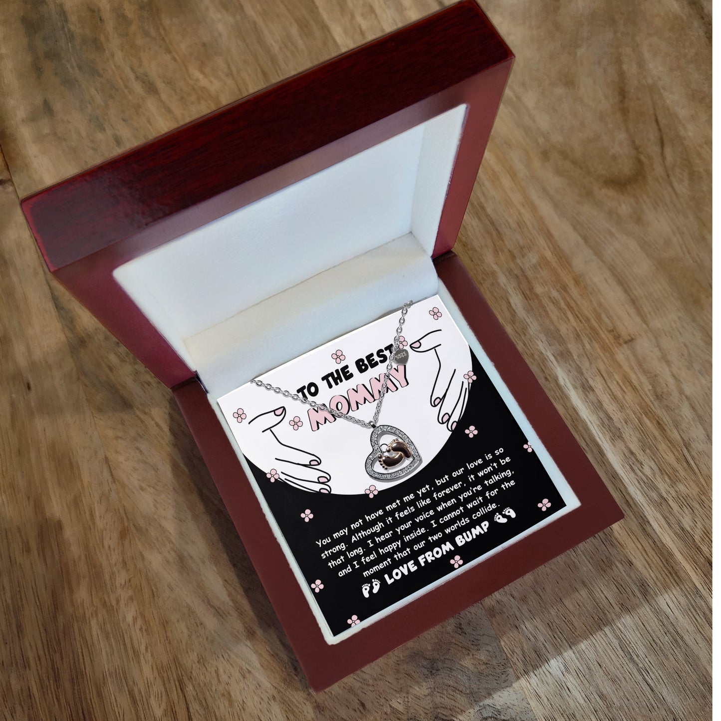 Best Mommy Pregnancy Gift Love from the Bump Baby Feet Charm Necklace - Mallard Moon Gift Shop