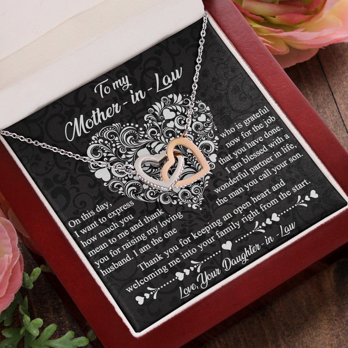Gift for Mother-In-Law From Daughter-in-law Thank You for Keeping an Open Heart - Interlocking Hearts Necklace - Mallard Moon Gift Shop