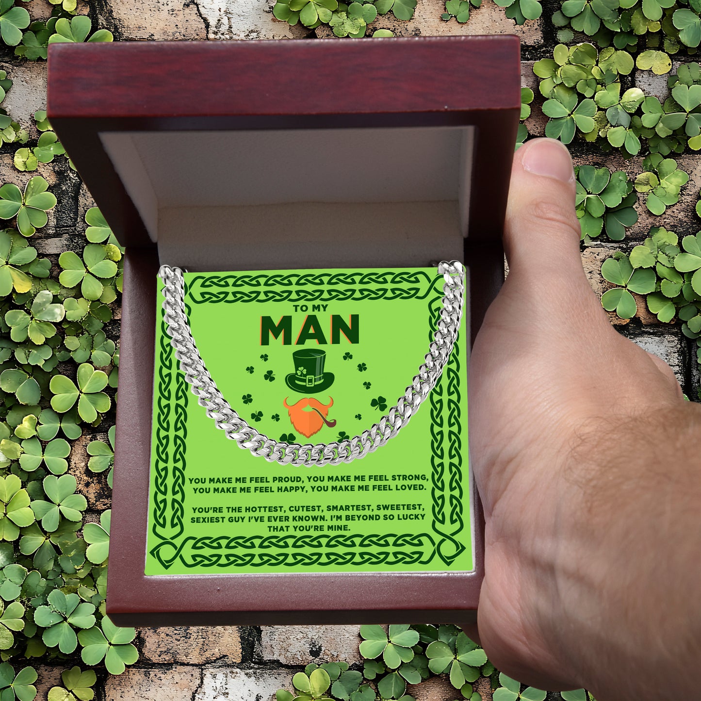 To My Man - St. Patrick's Day Gift - Cuban Link Chain Necklace