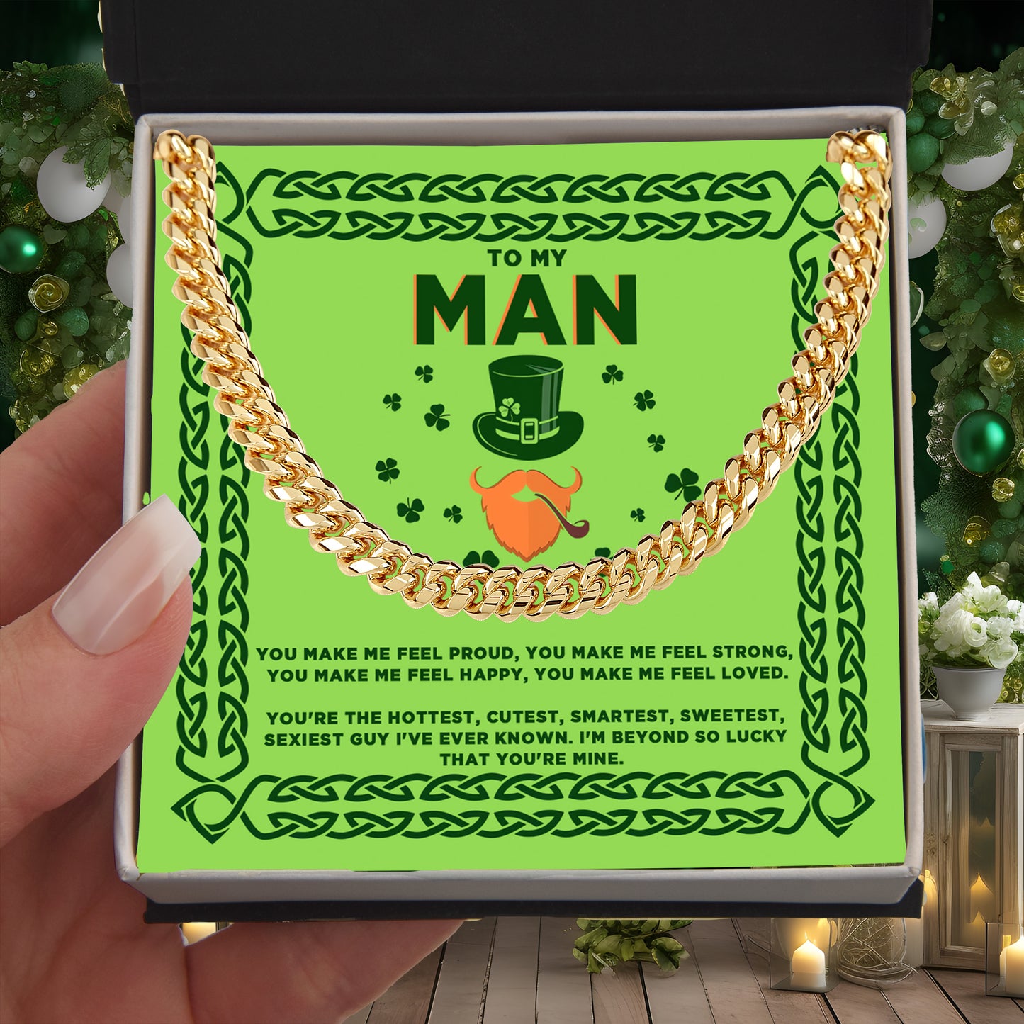 To My Man - St. Patrick's Day Gift - Cuban Link Chain Necklace