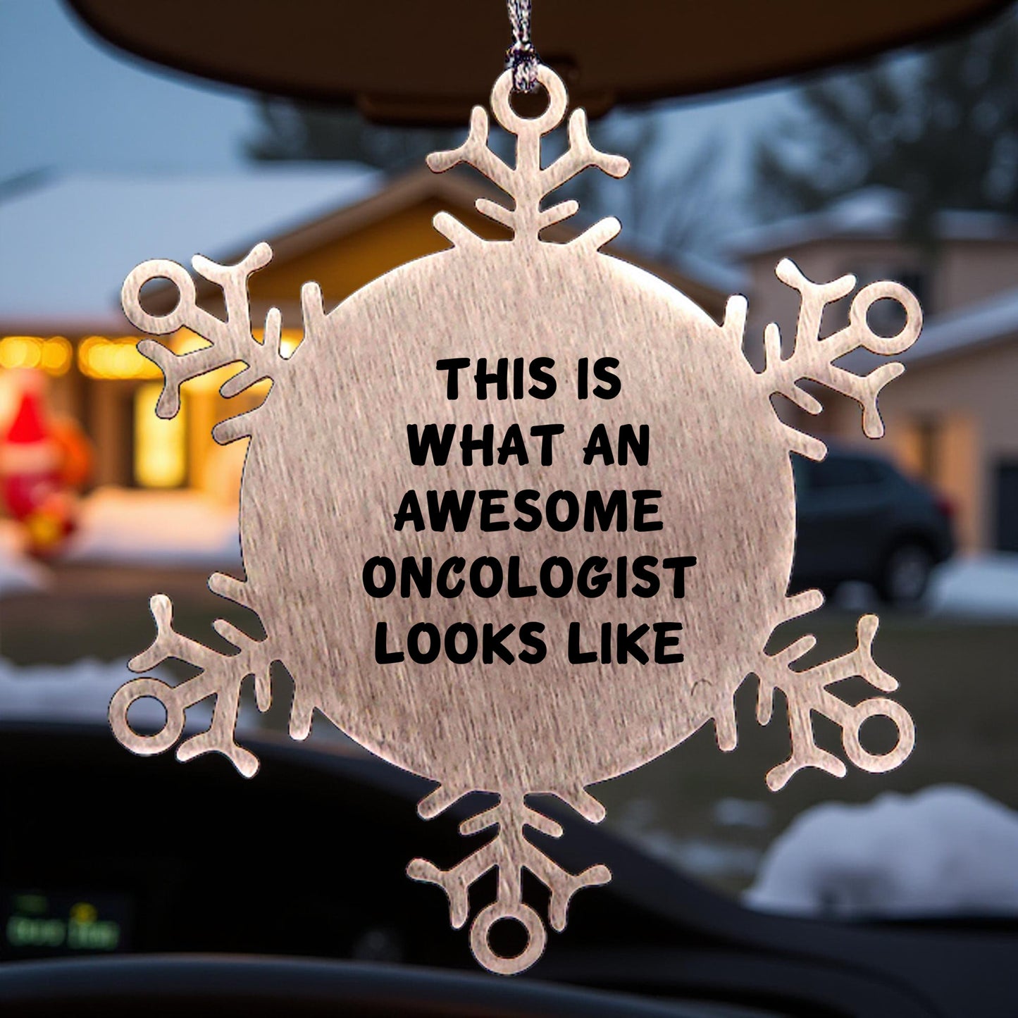 Oncologist Gifts from Friends for Christmas - Snowflake Ornament with Inspirational Quote, 'This Is What An Awesome Oncologist Looks Like'