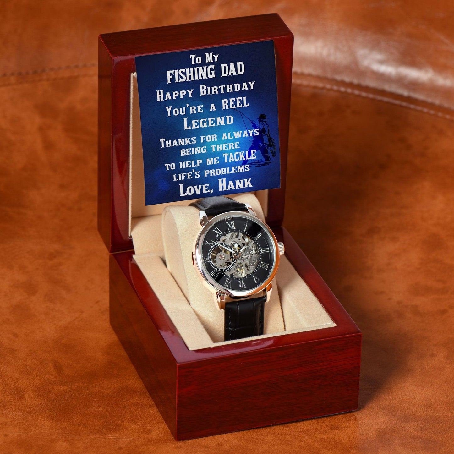 Fishing Dad Personalized Gift for a Fisherman Openwork Watch - Mallard Moon Gift Shop