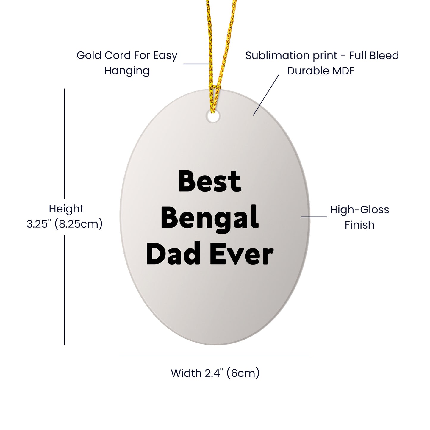 Bengal Dad Funny Cat Lover Oval Christmas Tree Ornament - Best Bengal Dad Ever - Mallard Moon