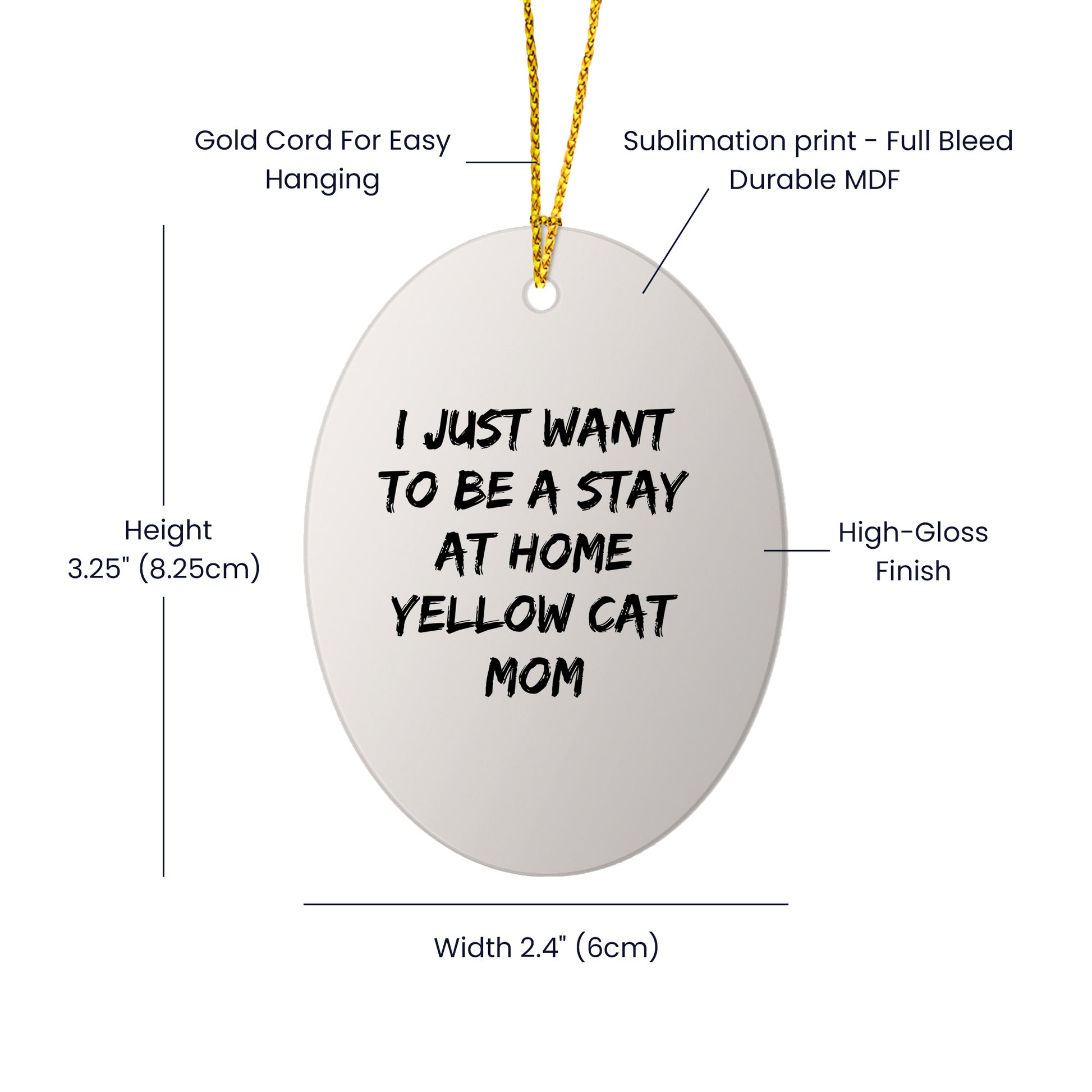Funny Yellow Cat Mom Christmas Oval Ornament Gifts from Family or Friends