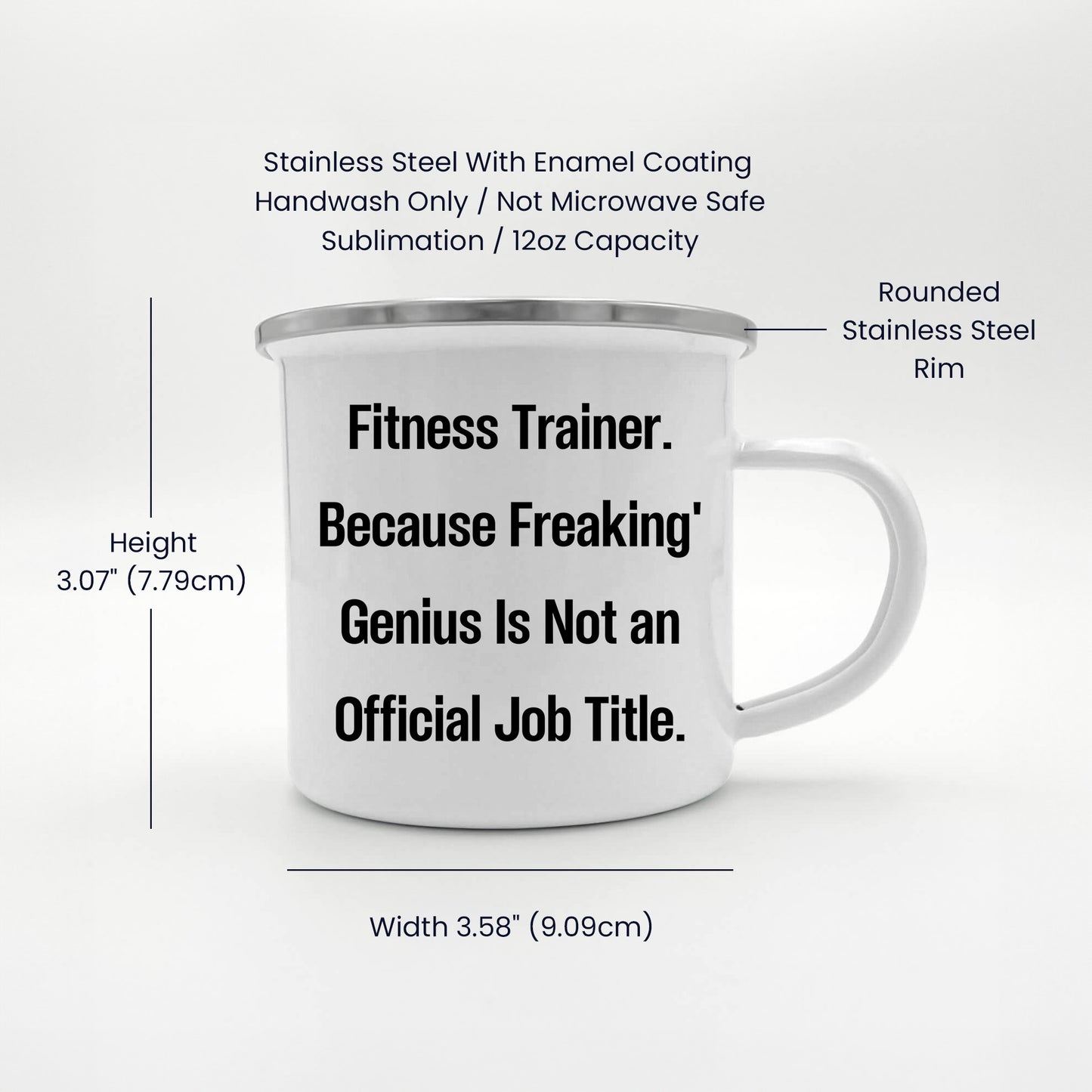 Fitness Trainer Gifts from Friends for Men Graduation Unique Funny Quote Camping Mug, 12 oz Stainless Steel with Enamel Finish - Mallard Moon Gift Shop