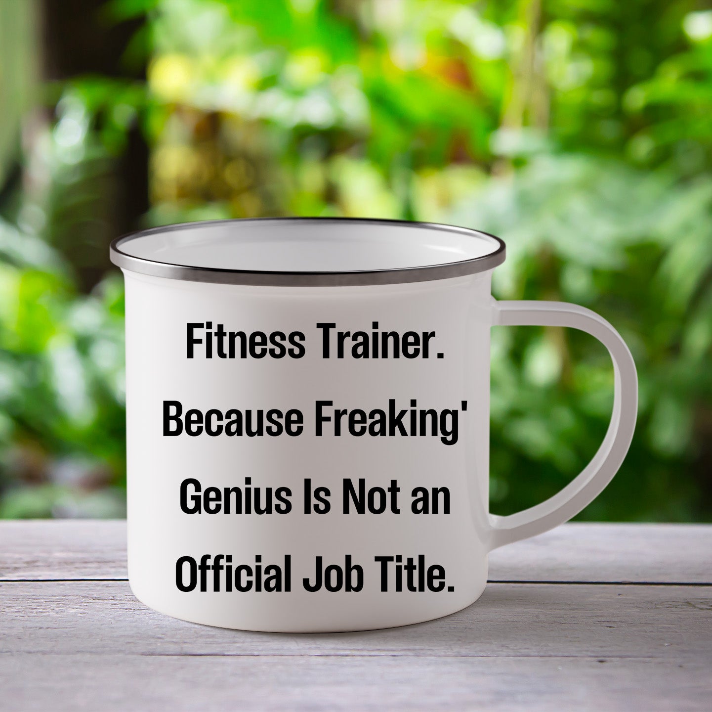 Fitness Trainer Gifts from Friends for Men Graduation Unique Funny Quote Camping Mug, 12 oz Stainless Steel with Enamel Finish - Mallard Moon Gift Shop