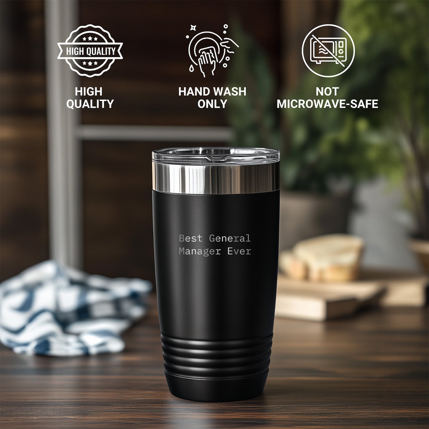 Funny General Manager Gifts from Friends - Best General Manager Ever Quote on 20oz or 30oz Stainless Steel Vacuum Insulated Tumbler for Graduation - Mallard Moon Gift Shop