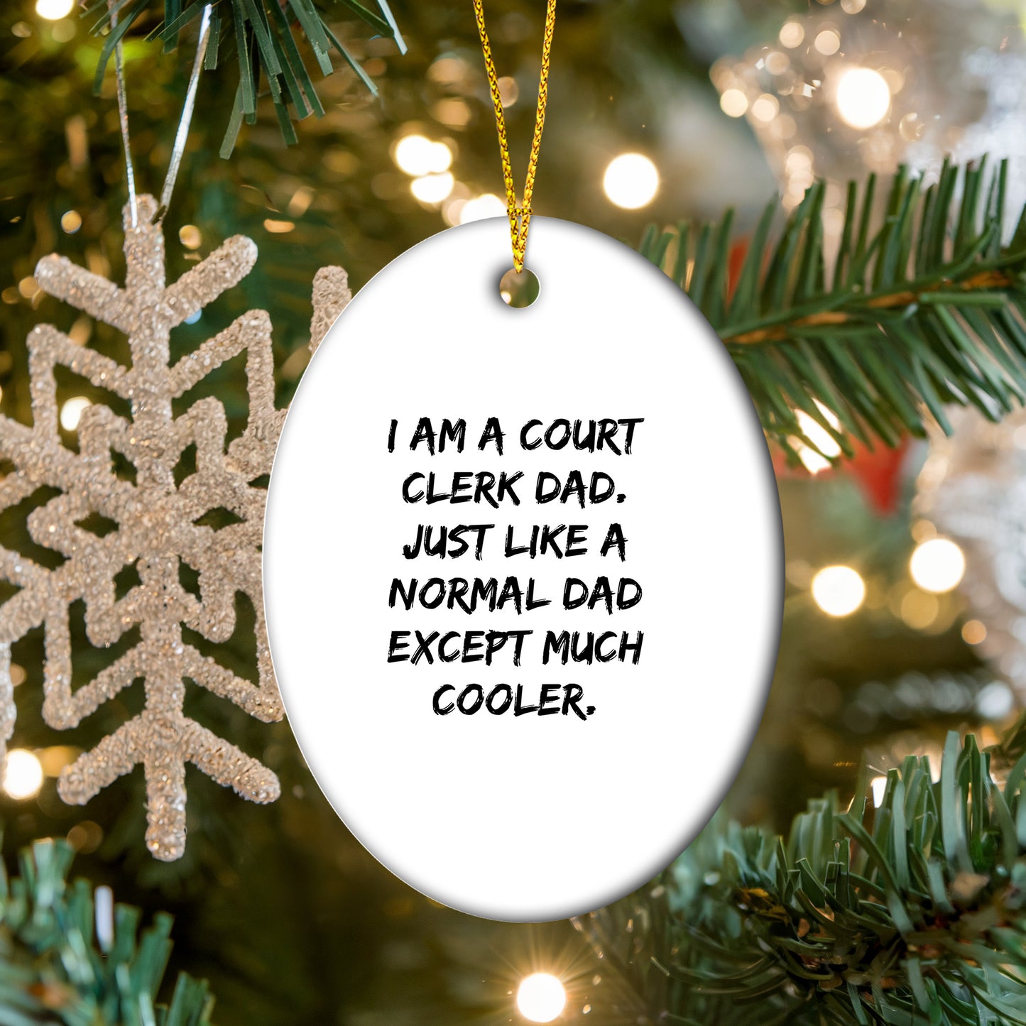 Court Clerk Dad Gifts for Christmas Unique Oval Ornament, Funny White Oval Shape, Gifts from Dad to Court Clerk, Gifts for Court Clerk