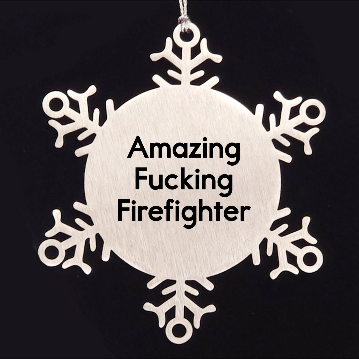 Funny Firefighter Snowflake Christmas Tree Ornament - Amazing -- Firefighter - Mallard Moon