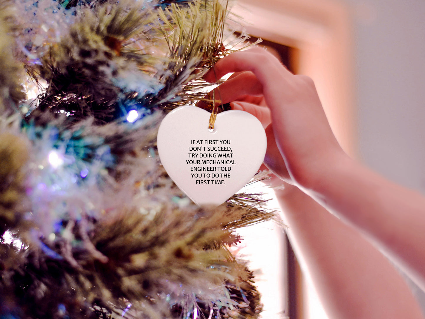 Funny Mechanical Engineer Gifts from Friends - Heart Ornament for Him or Her, Cute Quote, Christmas Unique Gifts for Men, Women, Coworkers, Family