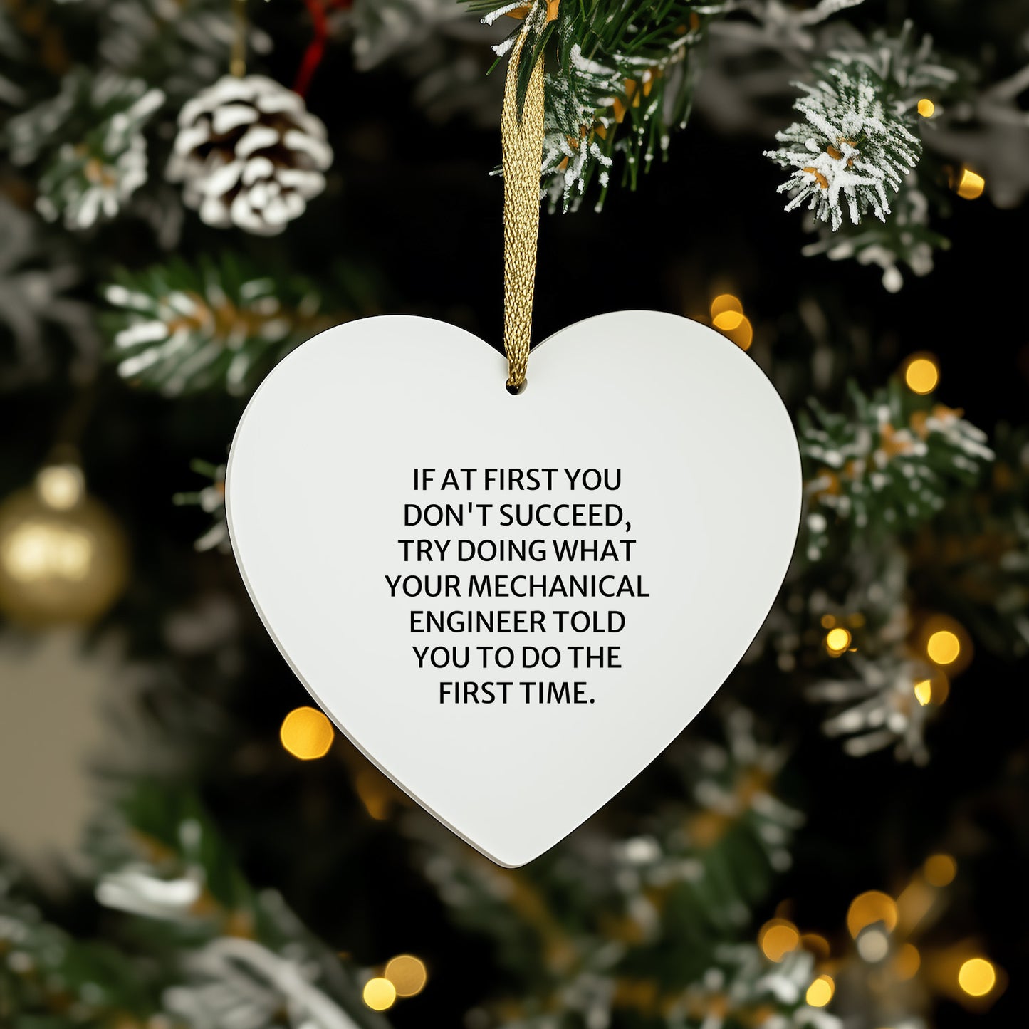 Funny Mechanical Engineer Gifts from Friends - Heart Ornament for Him or Her, Cute Quote, Christmas Unique Gifts for Men, Women, Coworkers, Family