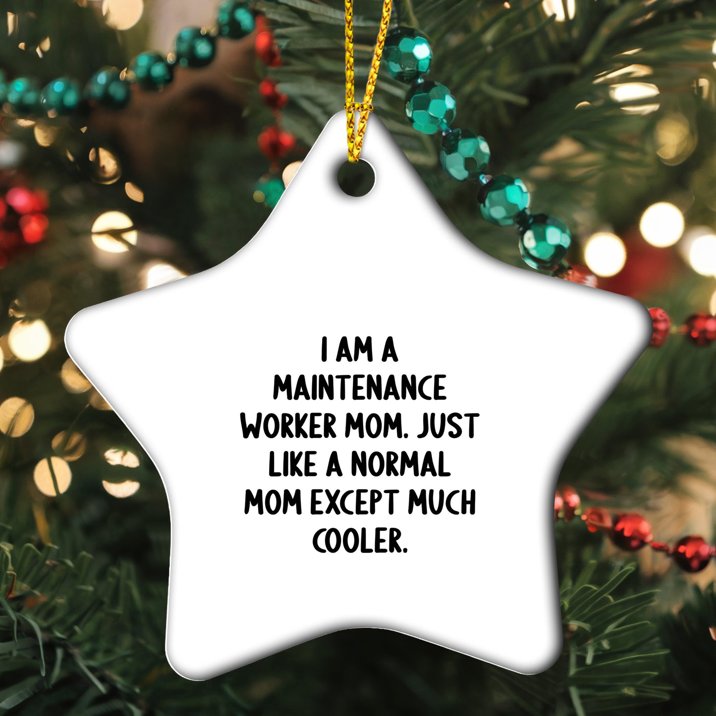 Maintenance Worker Mom Star Ornament Gifts from Family, Christmas Unique Presents for Her, Fun and Cute Decorations - Mallard Moon