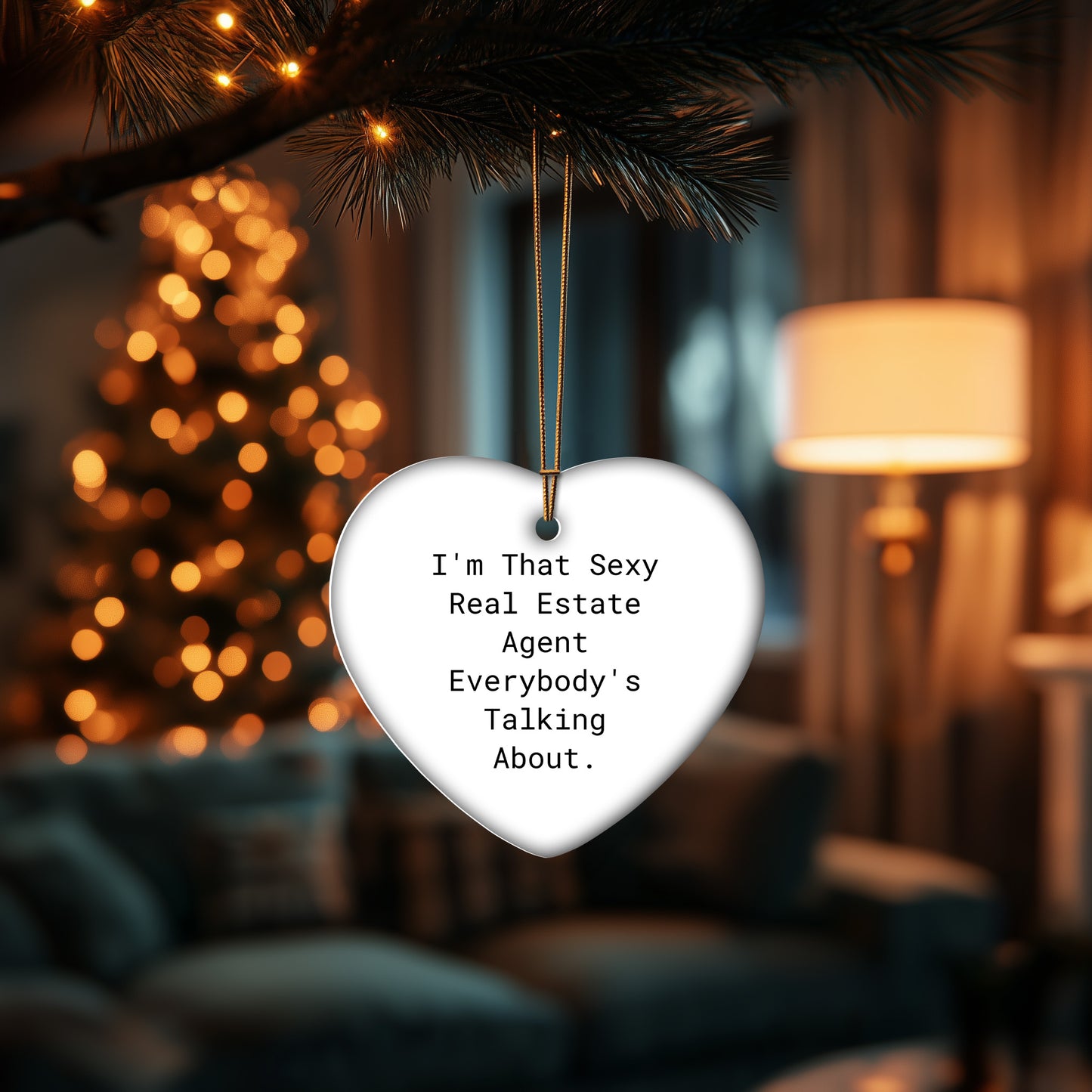 Sexy Real Estate Agent Gifts from Men to Real Estate Agent Friends - 'I'm That Sexy Real Estate Agent Everybody's Talking About.' Heart Ornament, Unique Christmas Unique Gifts
