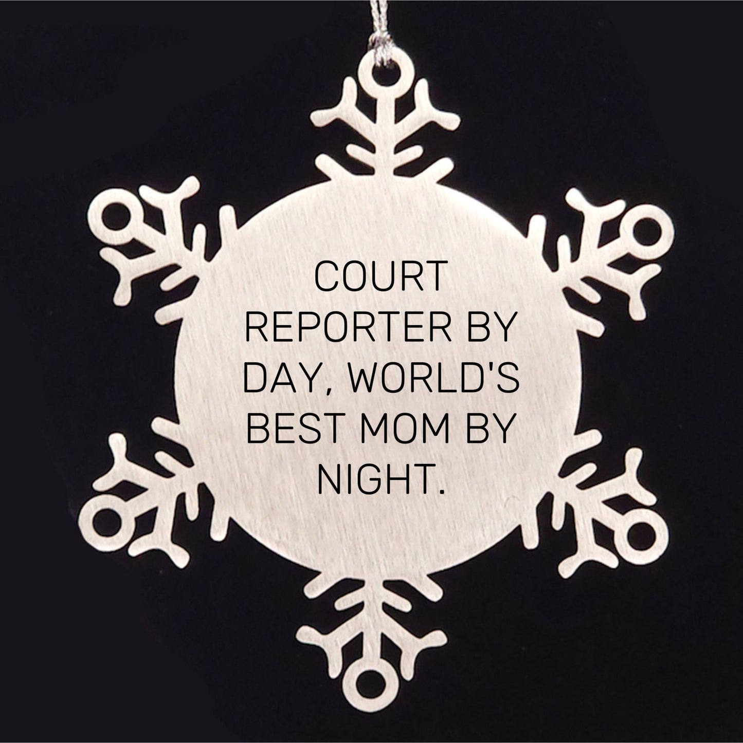 Court Reporter Gifts - Snowflake Ornament for Men or Women - 'Court Reporter By Day, World's Best Mom By Night.' - Unique Christmas Unique Gifts from Mom to Court Reporter