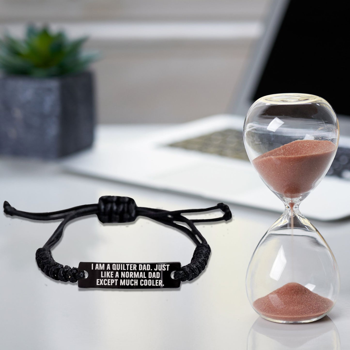 Cool Quilter Dad Bracelet – Just Like a Normal Dad Except Much Cooler – Engraved Braided RopeWristband for Sewing Dads