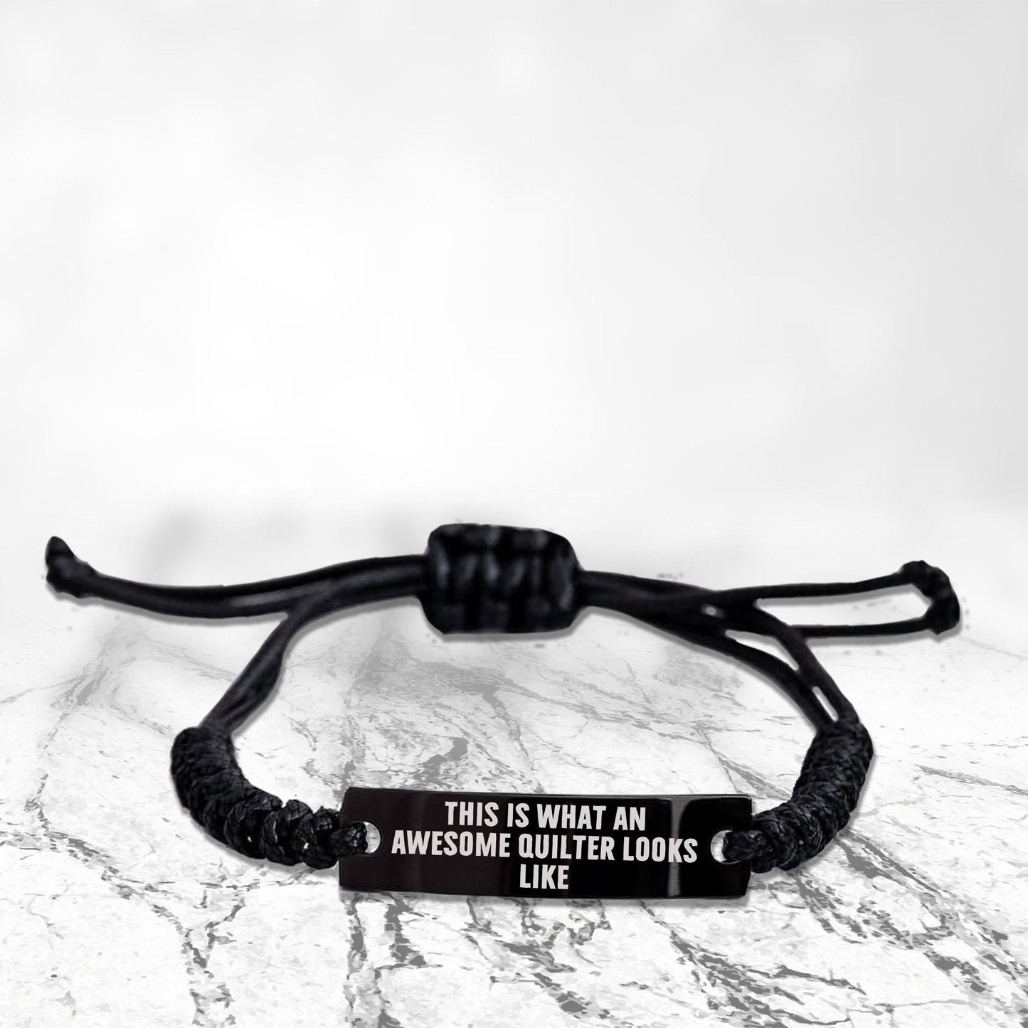 Awesome Quilter Engraved Braided Rope Bracelet – Bold Pride Engraving – Gift for Confident Sewers - Mallard Moon Gift Shop