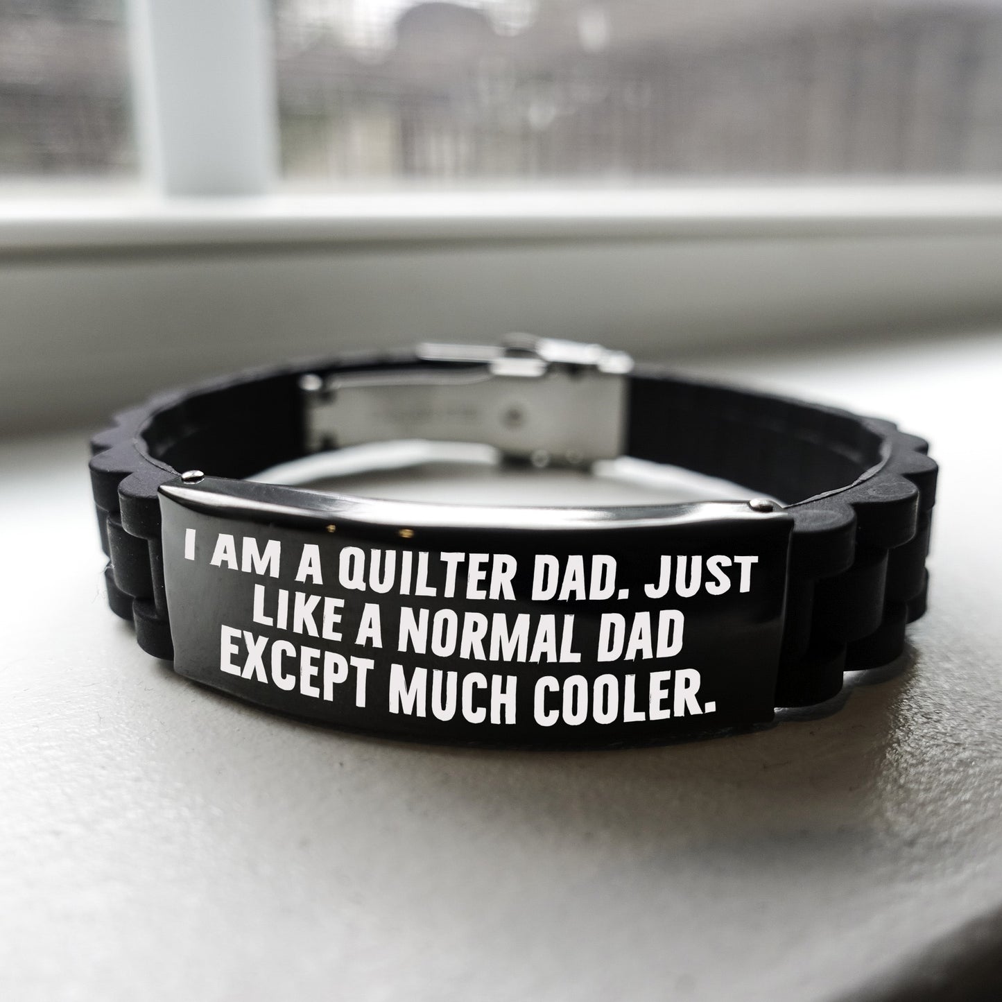 Cool Quilter Dad Bracelet – “Just Like a Normal Dad Except Much Cooler” – Glidelock Wristband for Sewing Dads - Mallard Moon Gift Shop