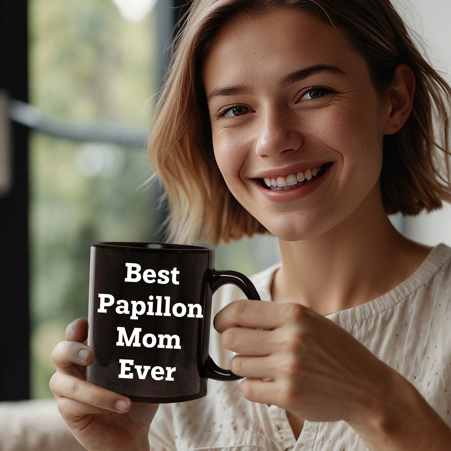 Papillon Dog Mom Unique Gifts for Best Papillon Mom Ever - Black Coffee Mug, Funny Quote, Unique Papillon Dog Lover Gift from Friends to Family - Mallard Moon Gift Shop