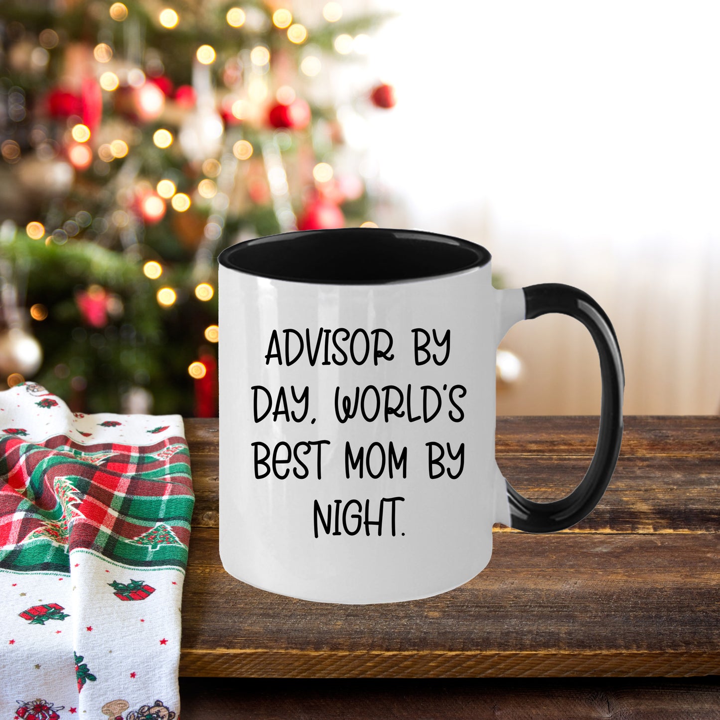Funny Advisor Gifts from Friends - Two Tone Coffee Mug for World's Best Mom By Night - Graduation Unique Gifts - Mallard Moon Gift Shop