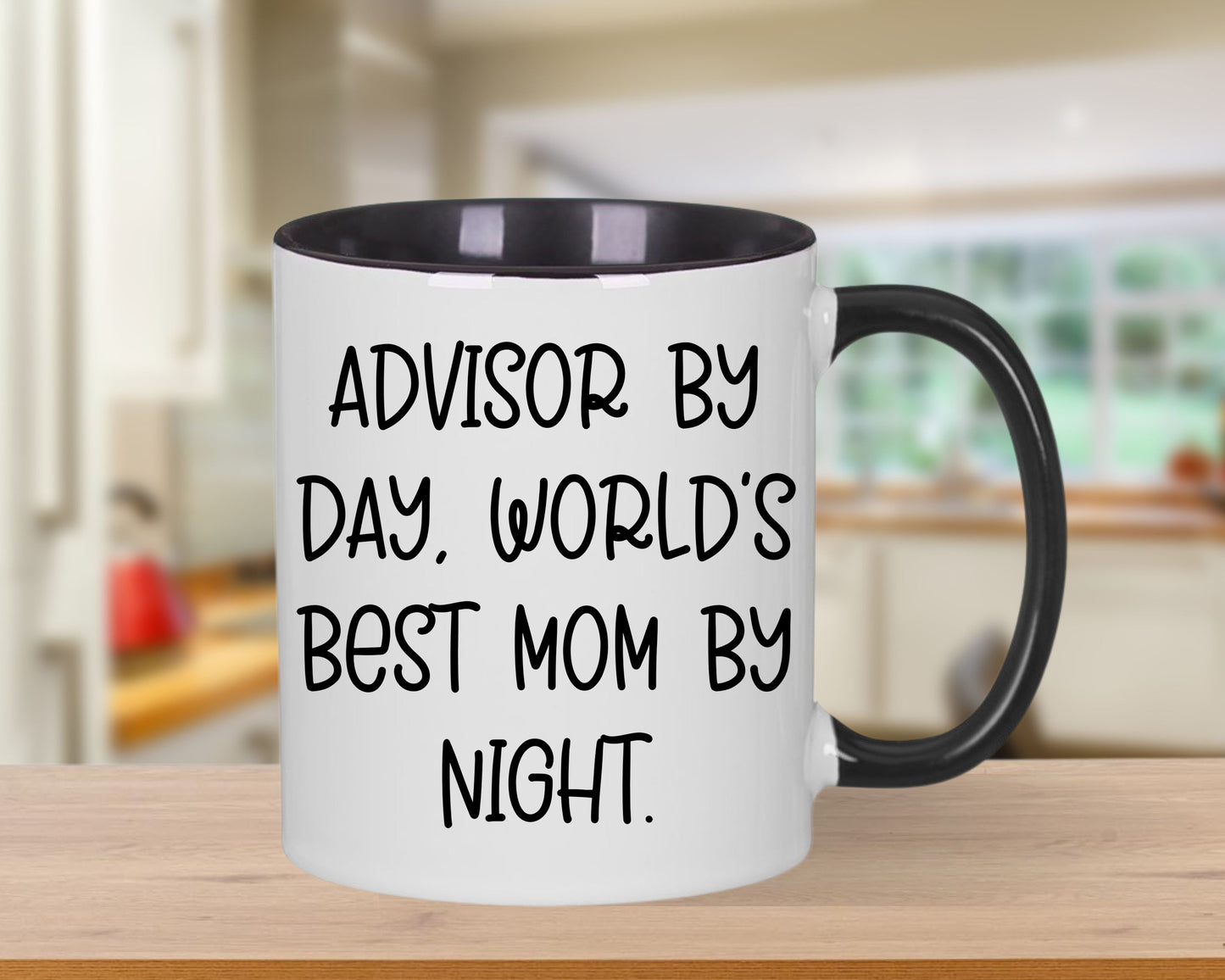 Funny Advisor Gifts from Friends - Two Tone Coffee Mug for World's Best Mom By Night - Graduation Unique Gifts - Mallard Moon Gift Shop