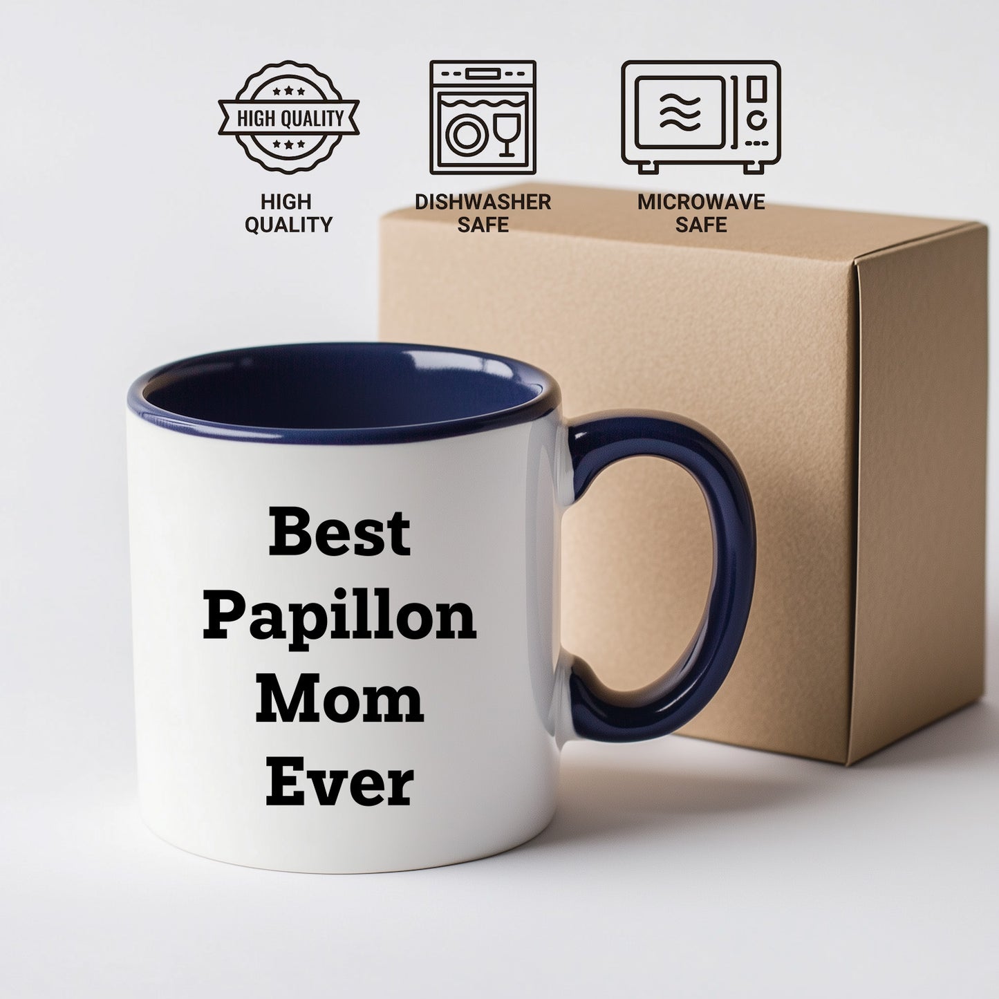Spring Pet Products Best Papillon Mom Ever, Funny Papillon Dog Lover Gift, Two Tone Coffee Mug Birthday, Mother's Day, Chritmas Gifts