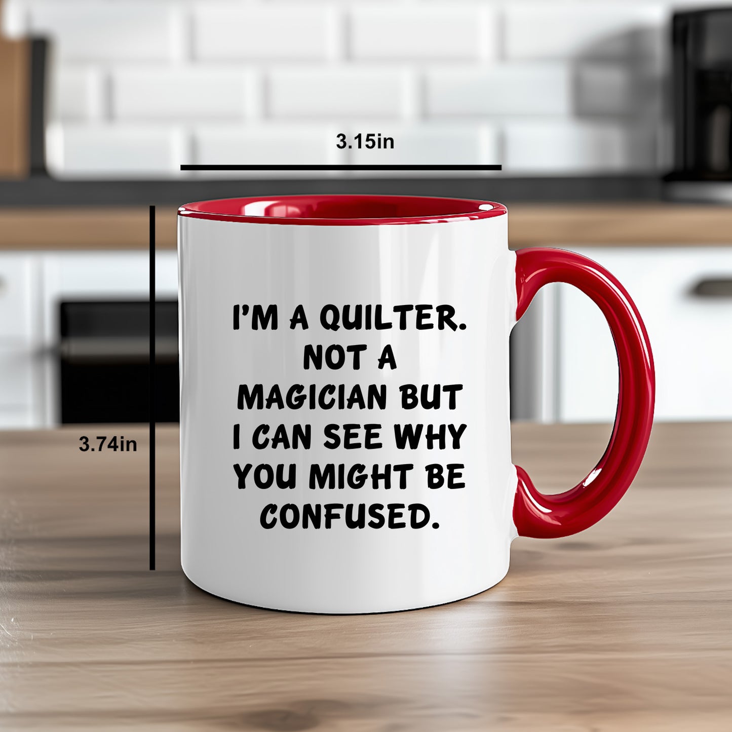 Funny Quilting Two-Tone Coffee Mug for Crafters & Fabric Lovers - I'm a Quilter, Not a Magician - Gift for Quilters - Mallard Moon Gift Shop