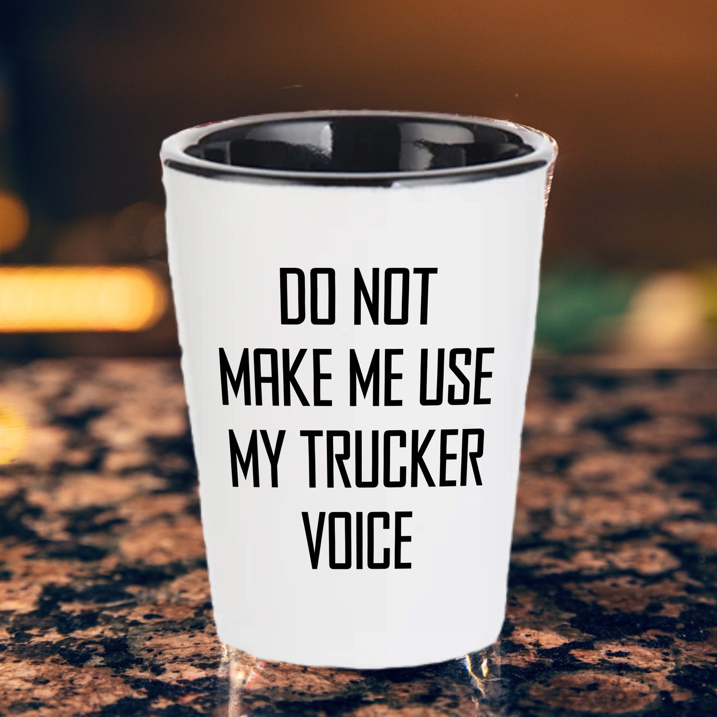 Funny Trucker Quote Shot Glass Gifts Do Not Make Me Use My Trucker Voice – Funny Gift for Truck Drivers, Coworkers, and Whiskey Lovers - Mallard Moon Gift Shop