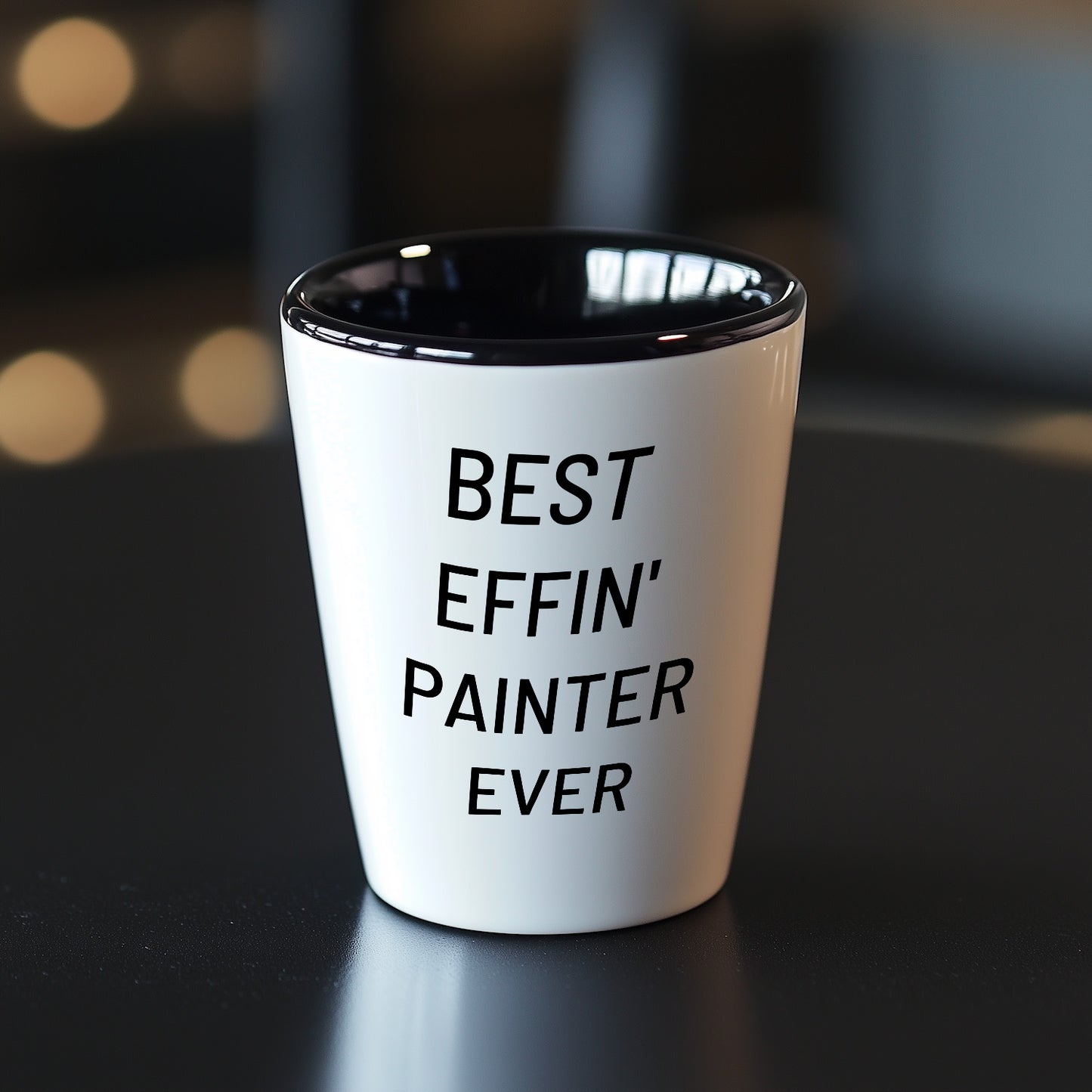 Best Effin’ Painter Ever Shot Glass – Funny Gift for House Painters, Artists, and DIY Pros Ceramic White, 1.5oz, Microwave and Dishwasher Safe