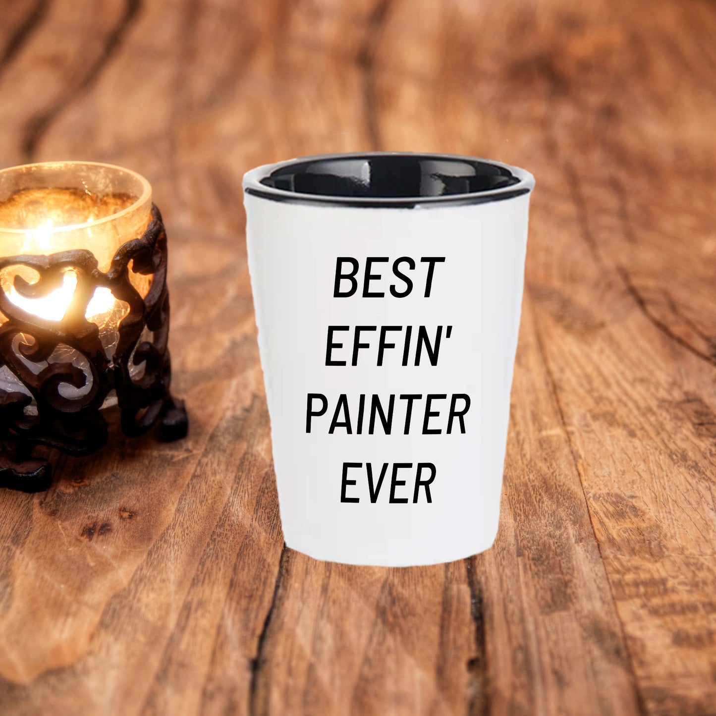 Best Effin’ Painter Ever Shot Glass – Funny Gift for House Painters, Artists, and DIY Pros Ceramic White, 1.5oz, Microwave and Dishwasher Safe