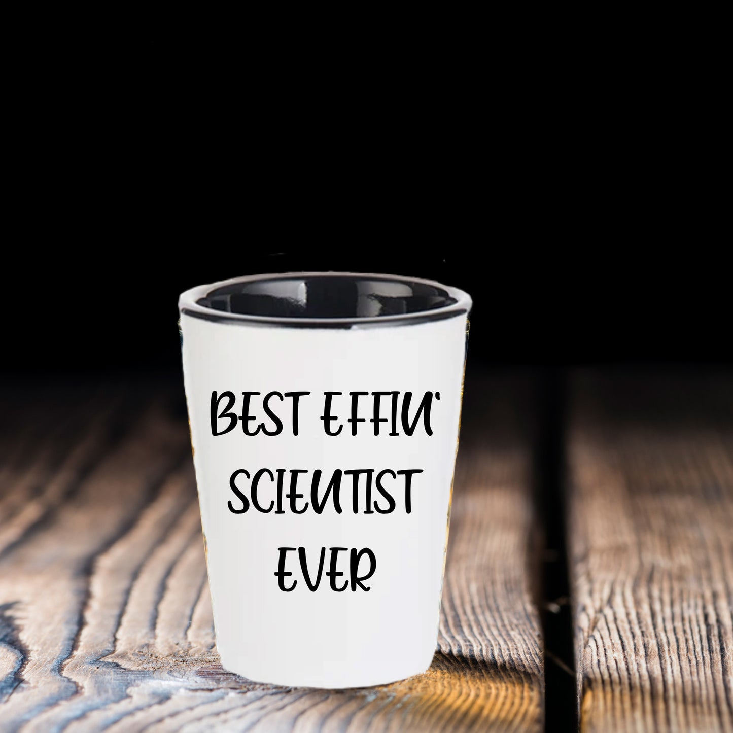 Best Effin' Scientist Ever Scientist Shot Glass Gifts for Mother's Day, Funny White Ceramic 1.5oz Microwave Dishwasher Safe - Mallard Moon Gift Shop