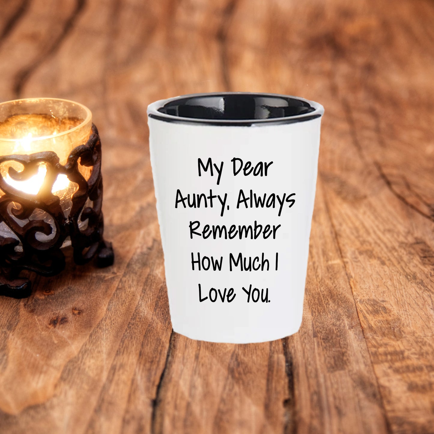 Aunty, Always Remember How Much I Love You. - Funny Valentine's Unique Gift for Aunty from Daughter - White Ceramic Shot Glass, Microwave and Dishwasher Safe, 1.5oz Capacity - Mallard Moon Gift Shop