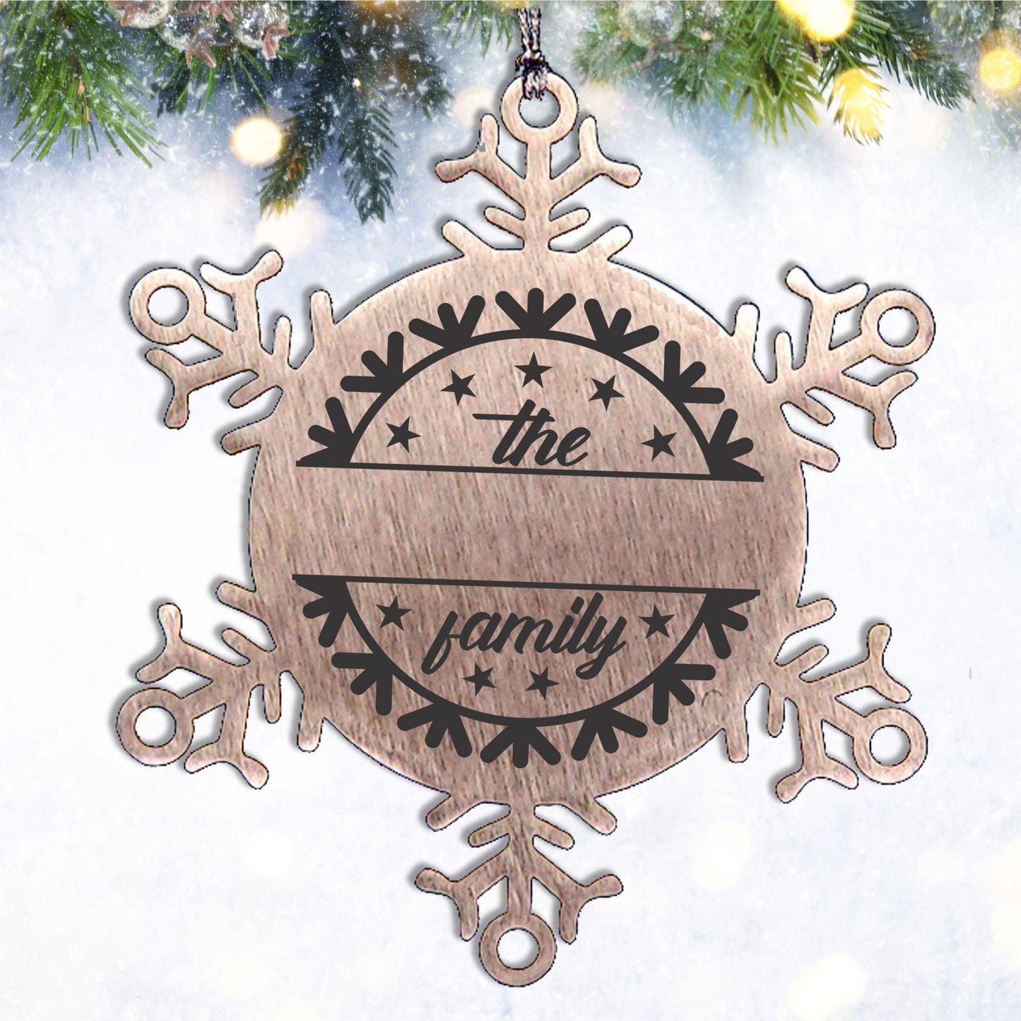 Personalized Family Name Snowflake Stainless Steel Engraved Ornament - Mallard Moon Gift Shop