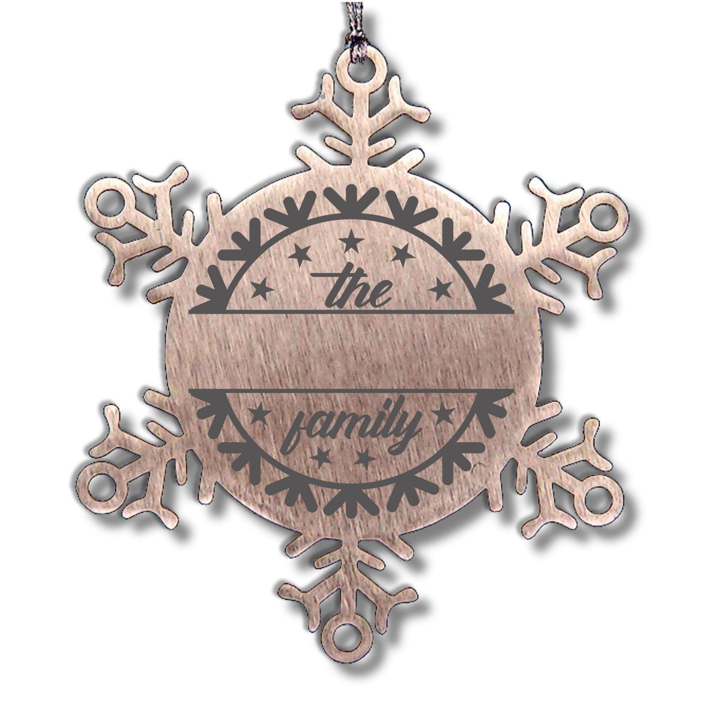 Personalized Family Name Snowflake Stainless Steel Engraved Ornament - Mallard Moon Gift Shop