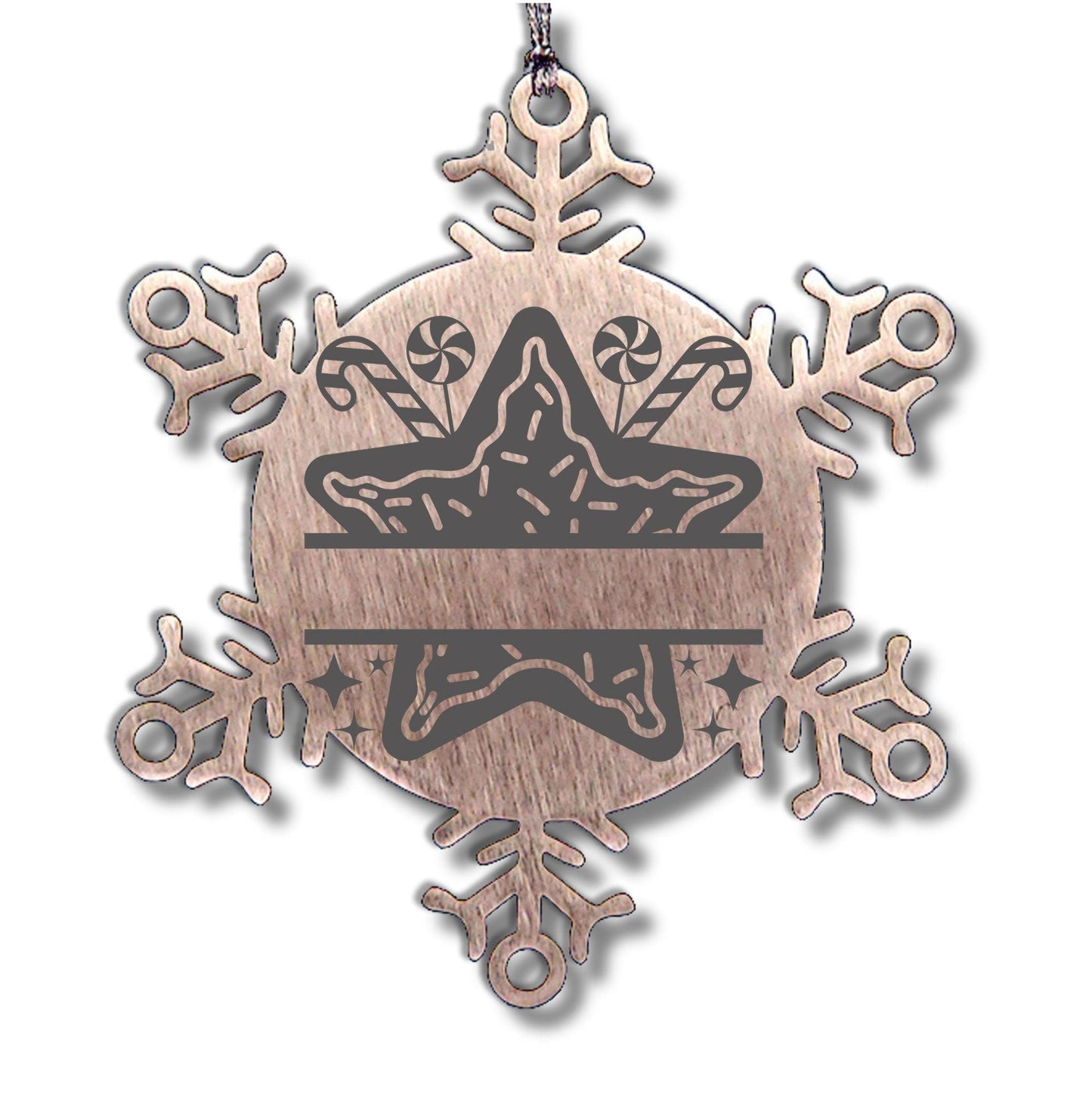 Personalized Snowflake Christmas Star Cookie Tree Ornament Family Name Laser Engraved Stainless Steel - Mallard Moon Gift Shop