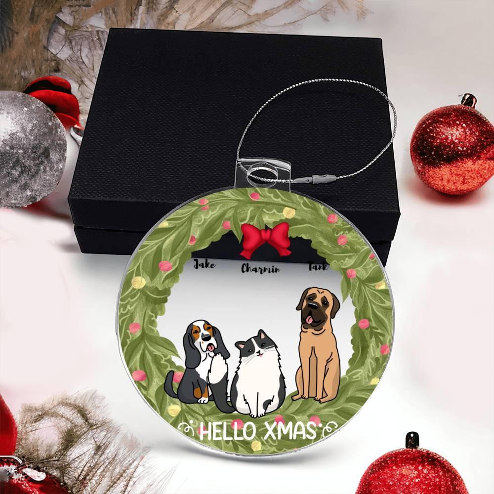 Pet Personalized Holiday Wreath Acrylic Keepsake Ornament