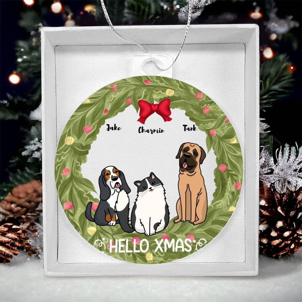 Pet Personalized Holiday Wreath Acrylic Keepsake Ornament