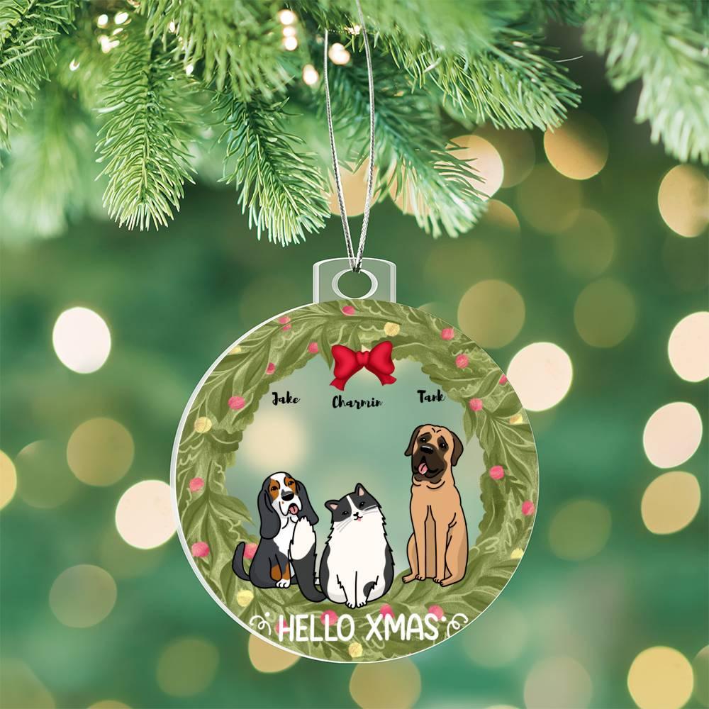 Pet Personalized Holiday Wreath Acrylic Keepsake Ornament